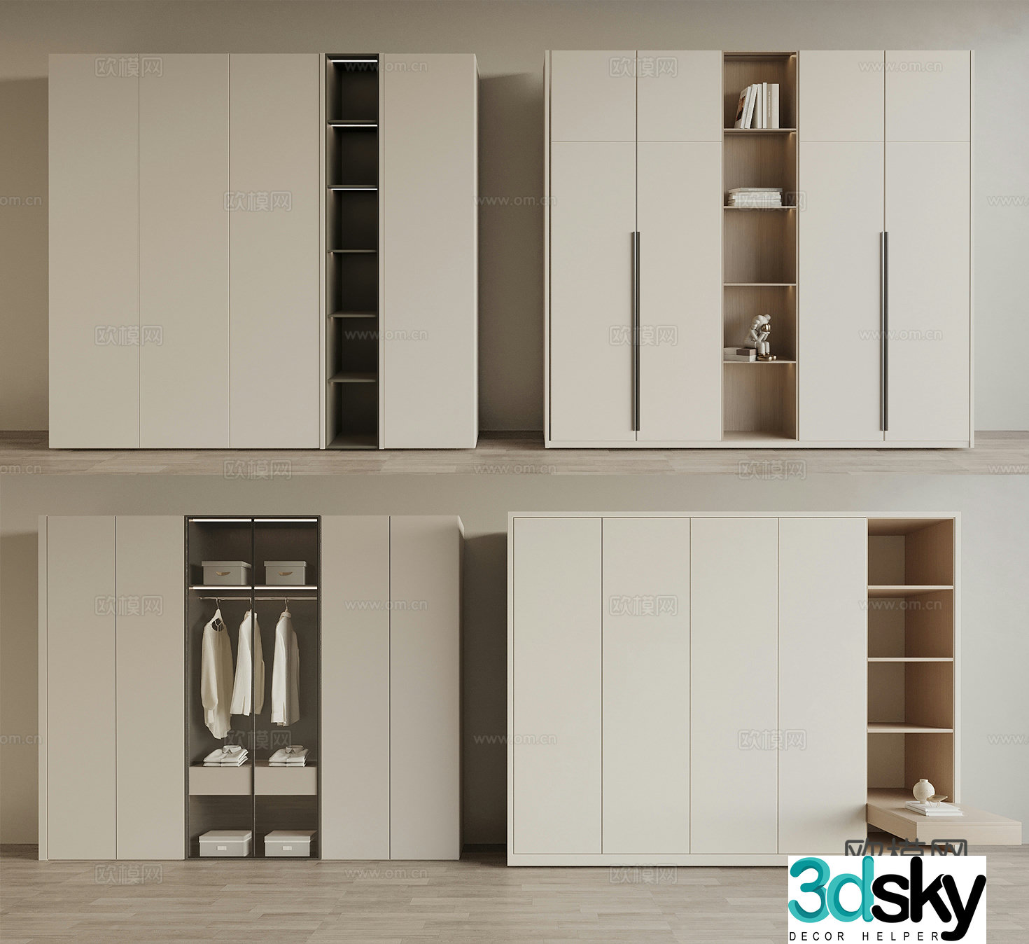 Cream style wardrobe custom wardrobe 3d model