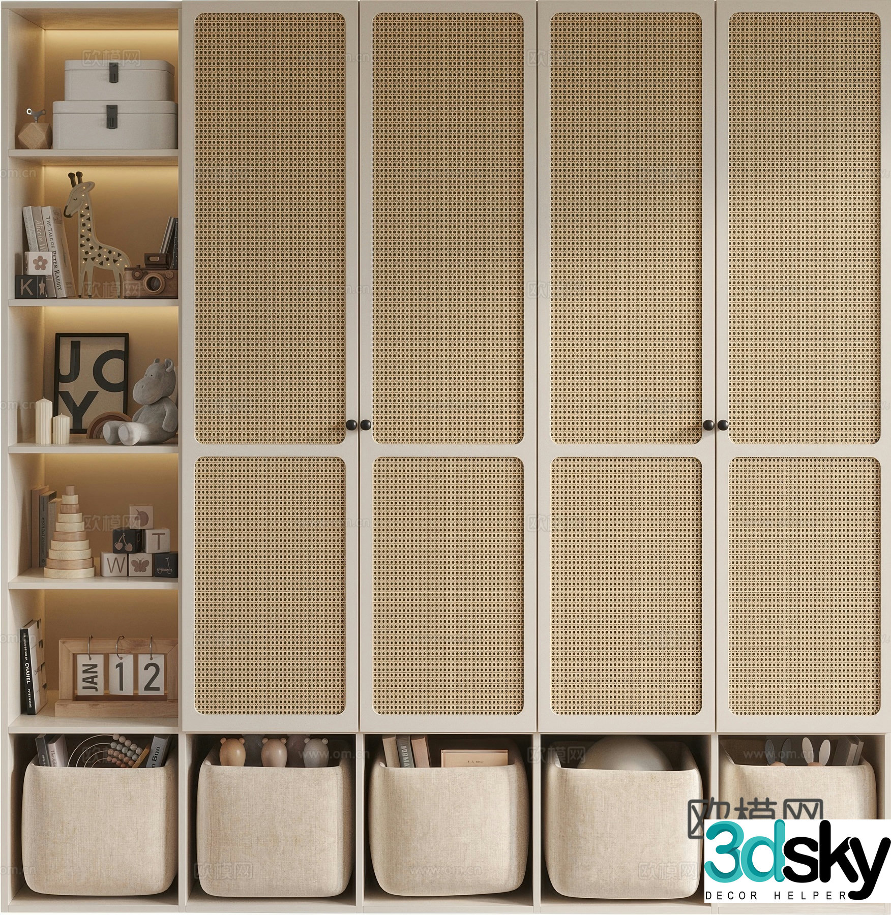 Children’s wardrobe rattan wardrobe 3d model