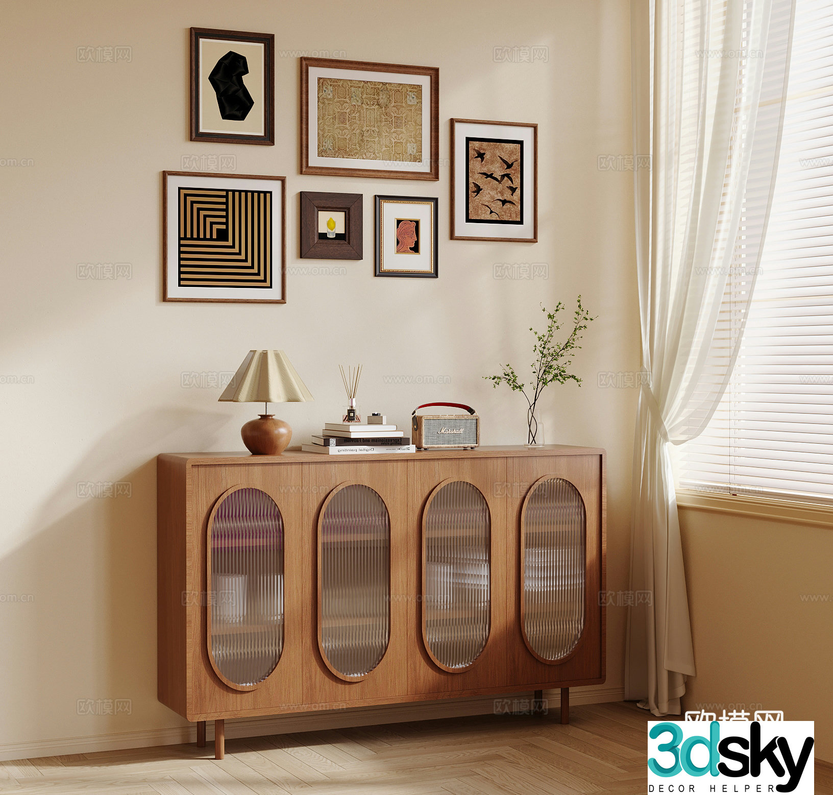 Nordic sideboard cupboard 3d model