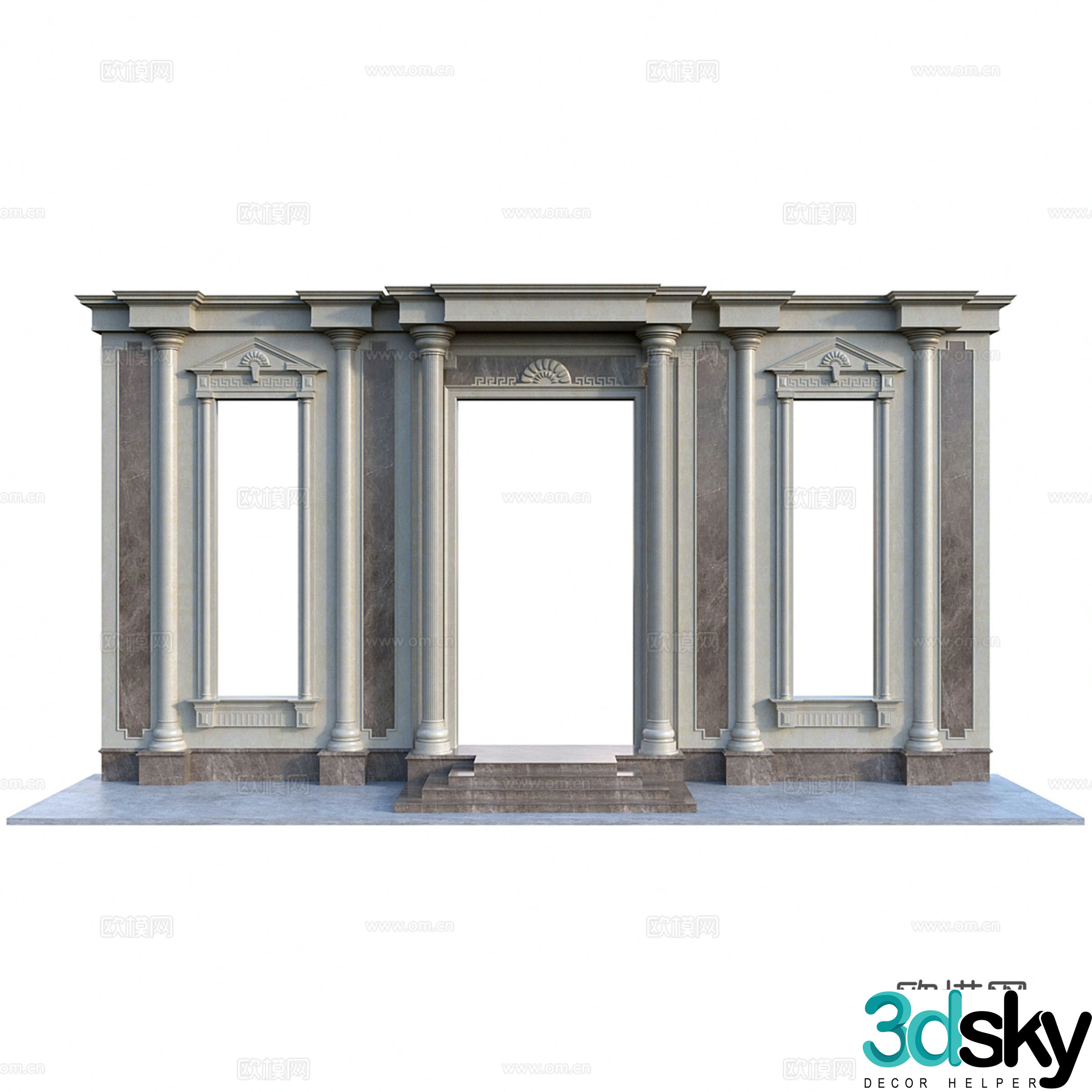 European door head door cover pass 3D model
