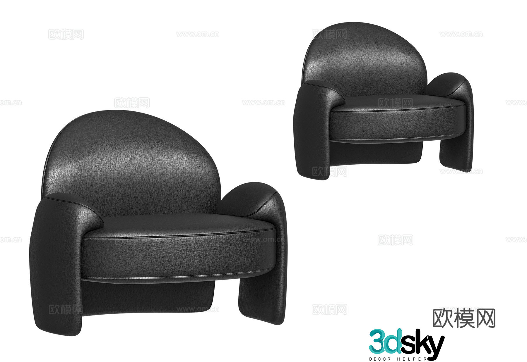 Leather sofa chair leisure chair 3d model