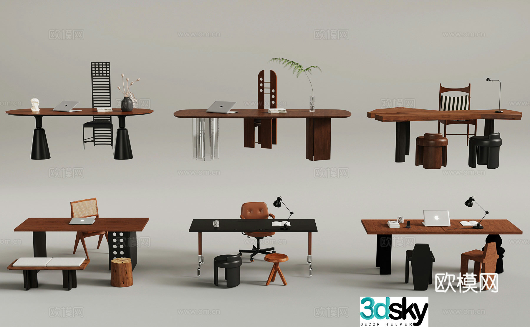 Medieval style desk writing desk 3d model