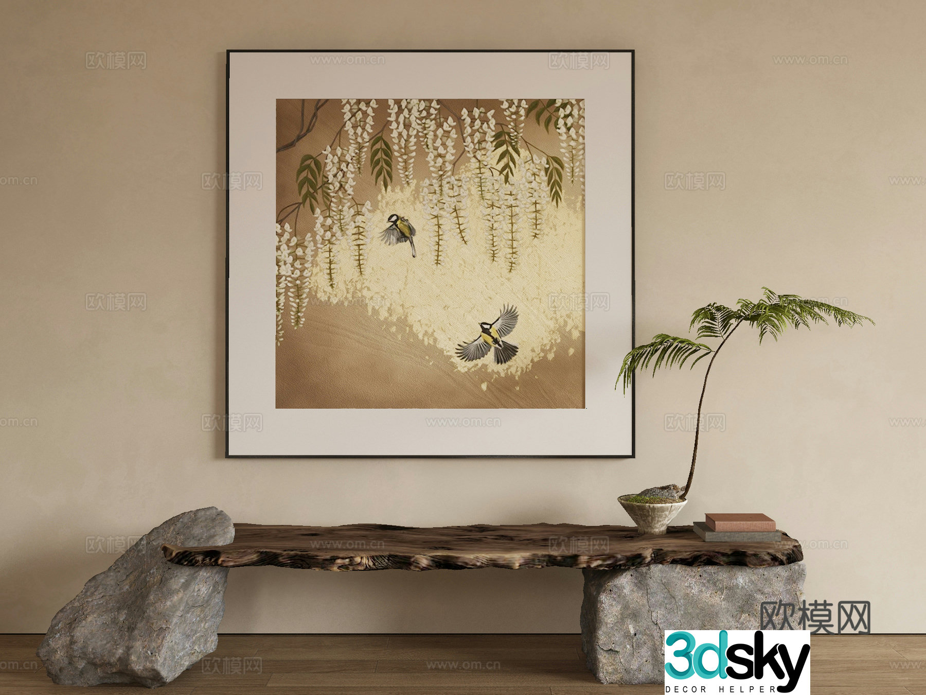New Chinese style flower and bird painting decorative painting 3D model