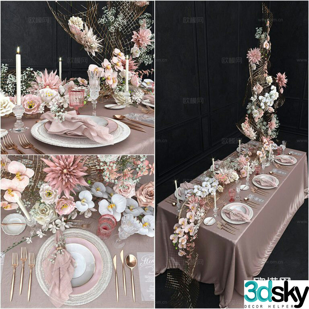 Table decorations tableware 3d model