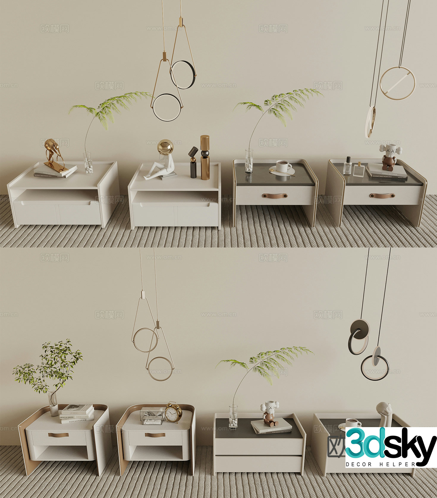 Cream style bedside table 3d model