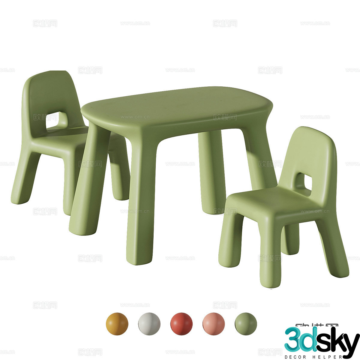 Modern children’s table and chair 3d model