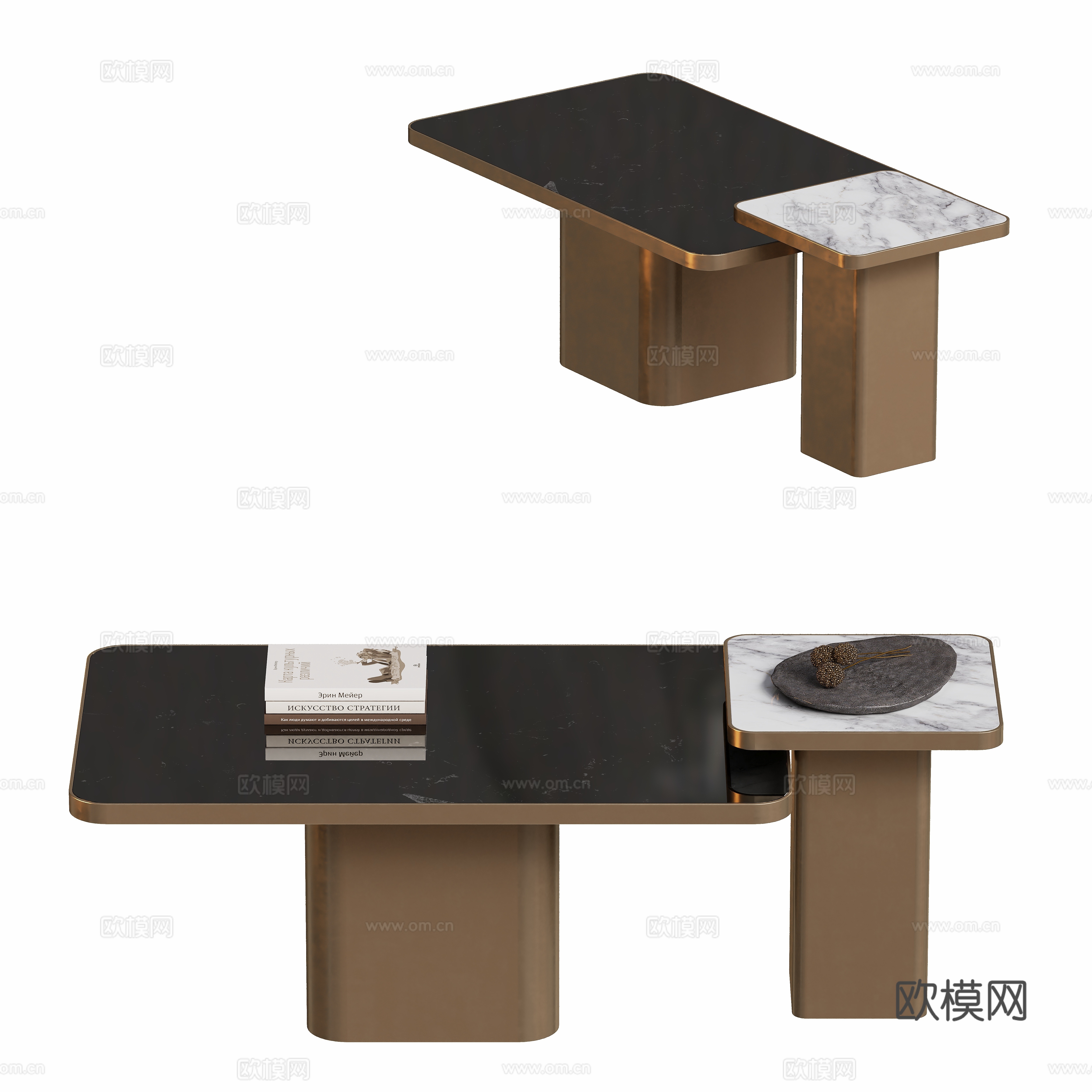 Modern double coffee table 3d model