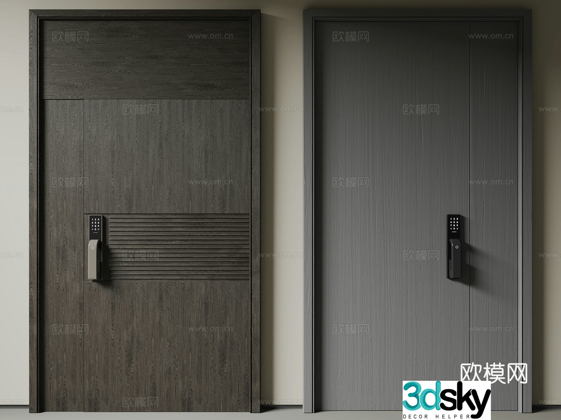 Modern entry door security door 3d model