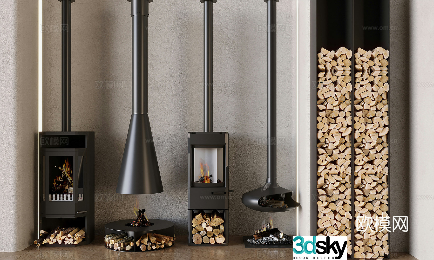 Modern hanging fireplace heating stove hanging wood burning stove 3d model