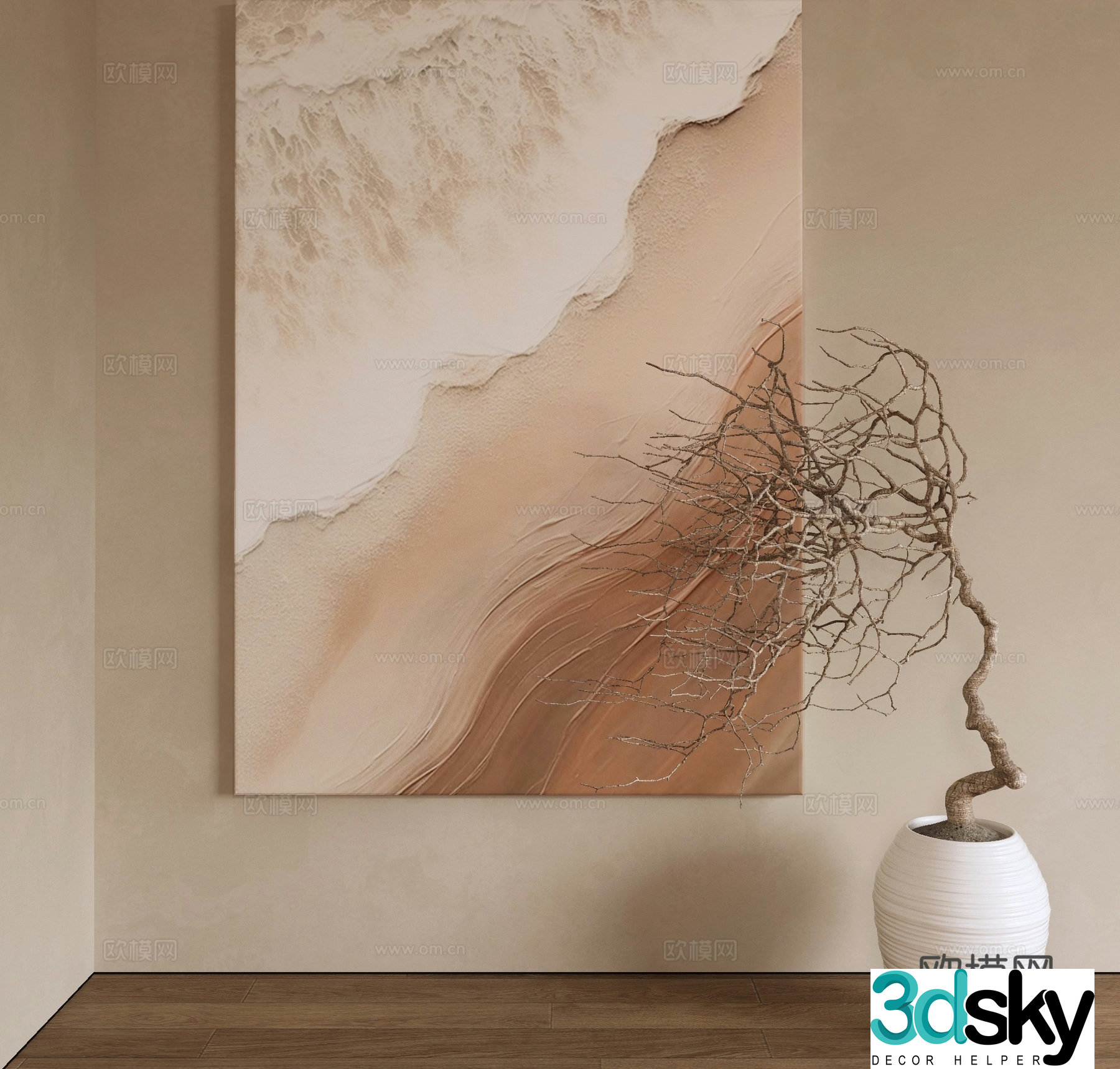 Wabi-sabi painting texture painting decorative painting 3d model