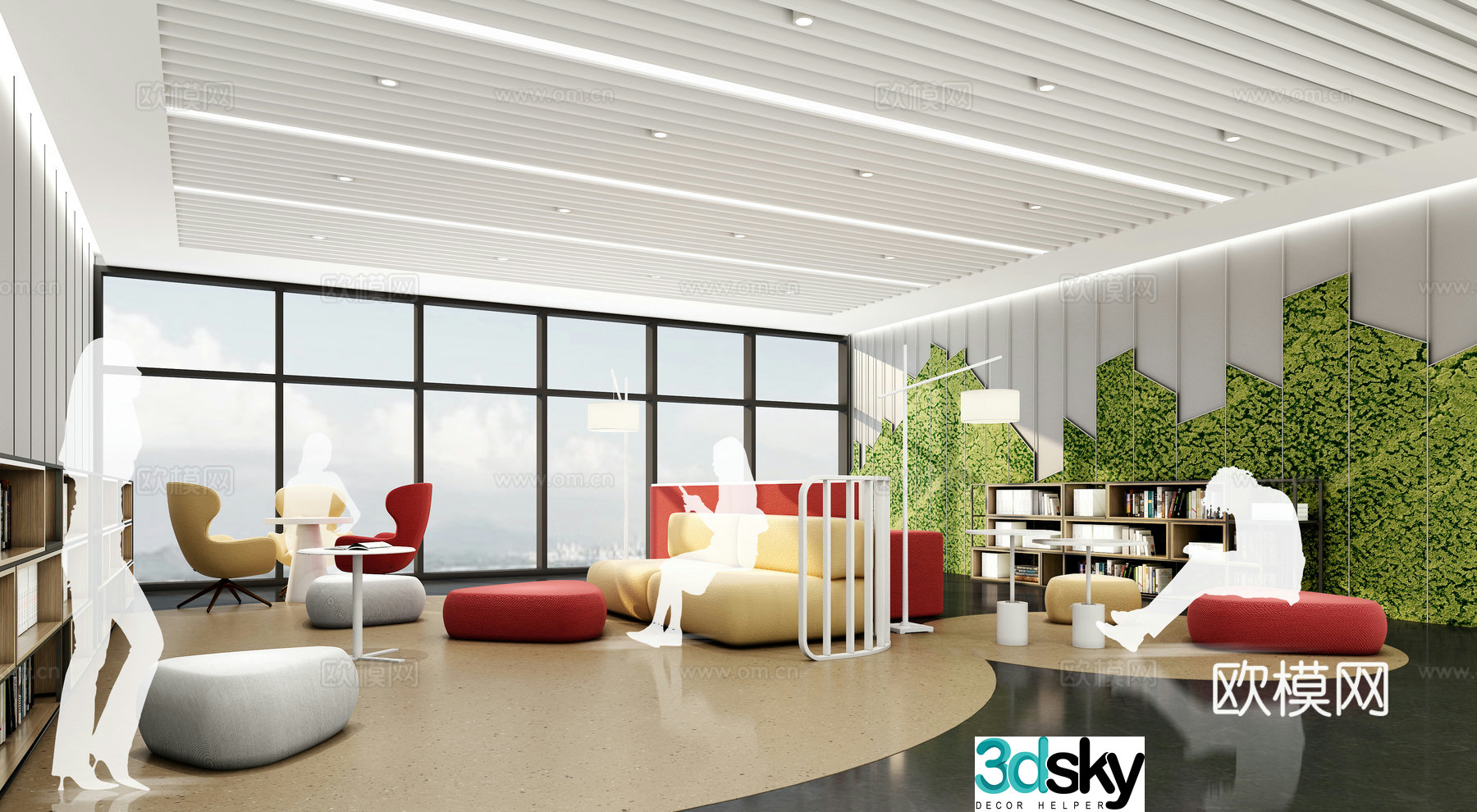 Modern rest area negotiation area reading area 3D model