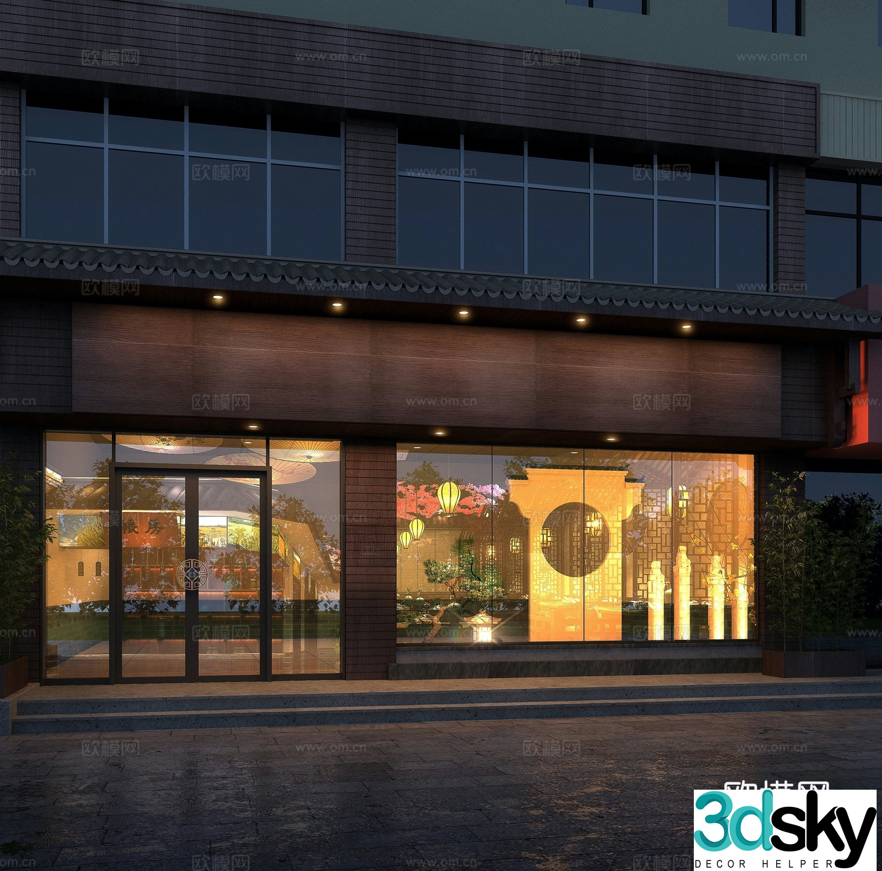 3D model of new Chinese restaurant door