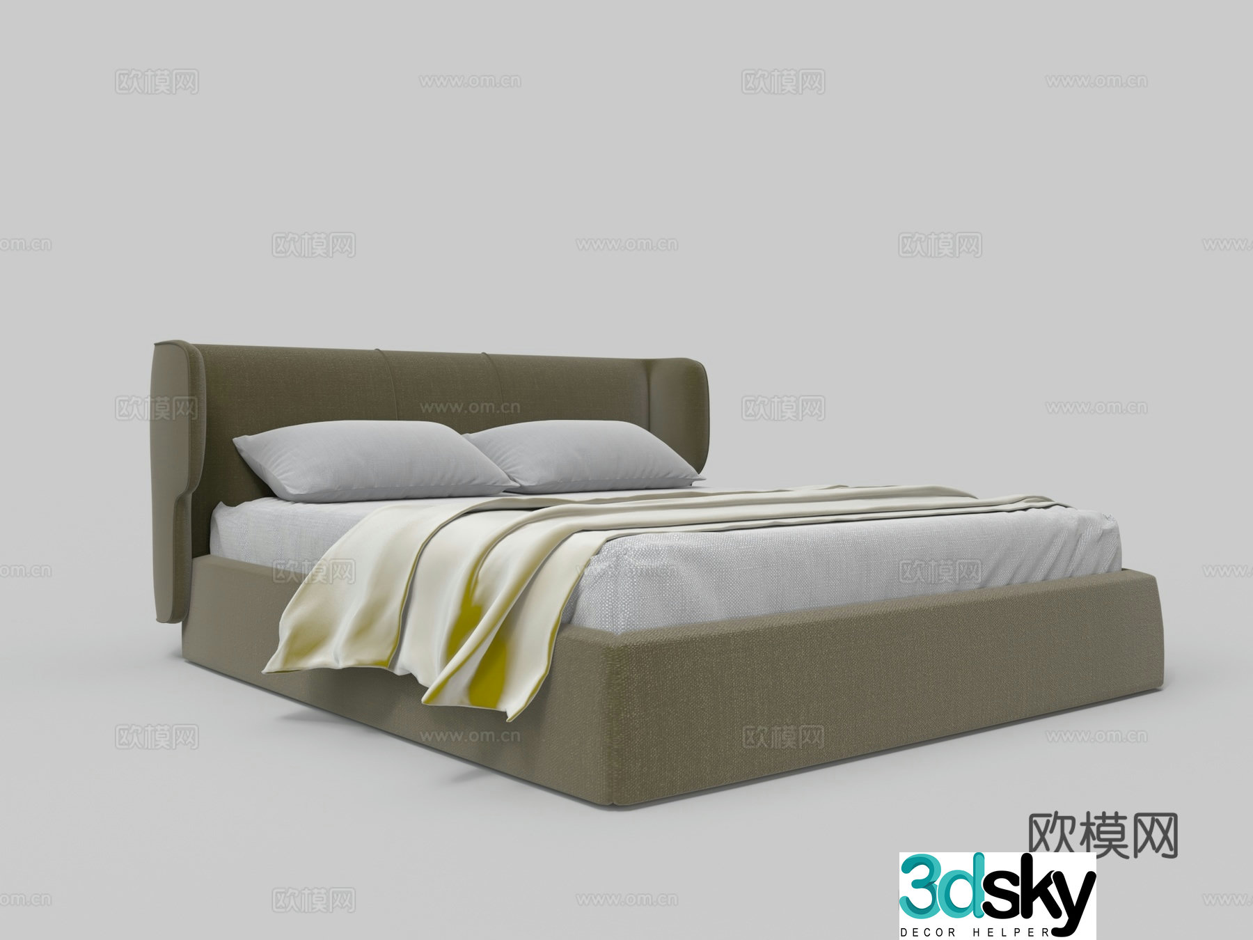 Modern double bed 3d model