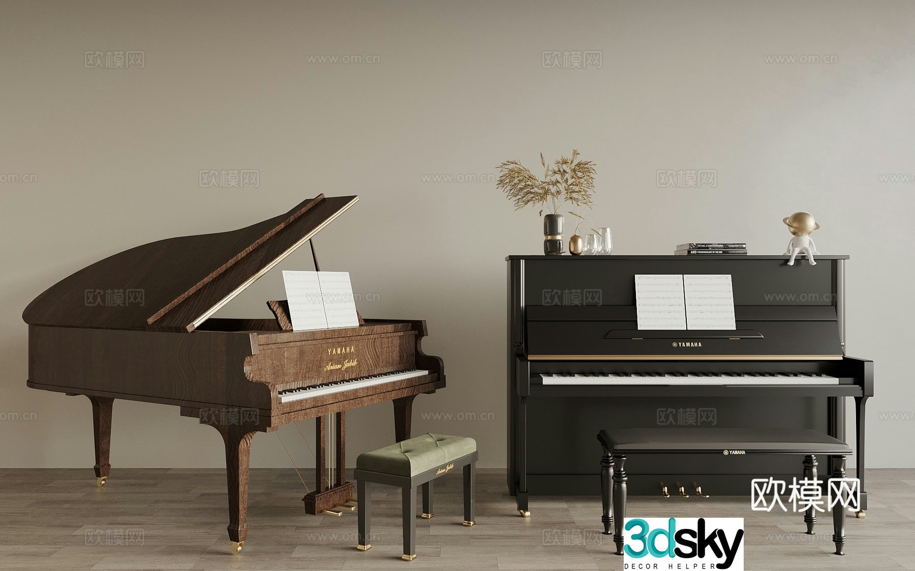 upright piano 3d model