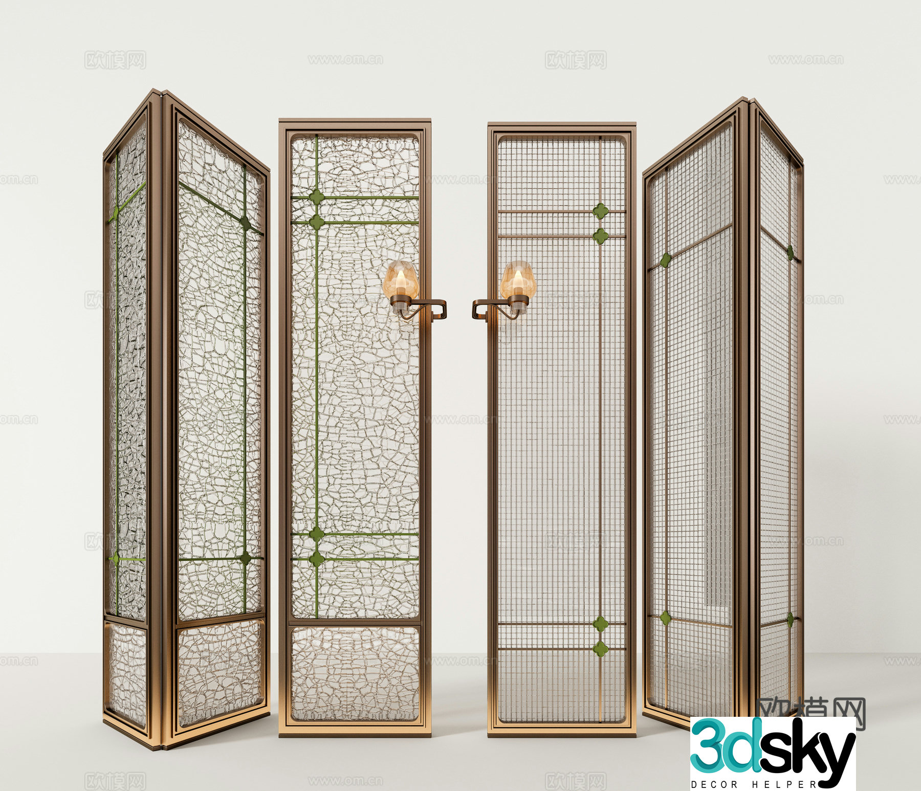 Light luxury screen folding screen wired glass screen 3d model