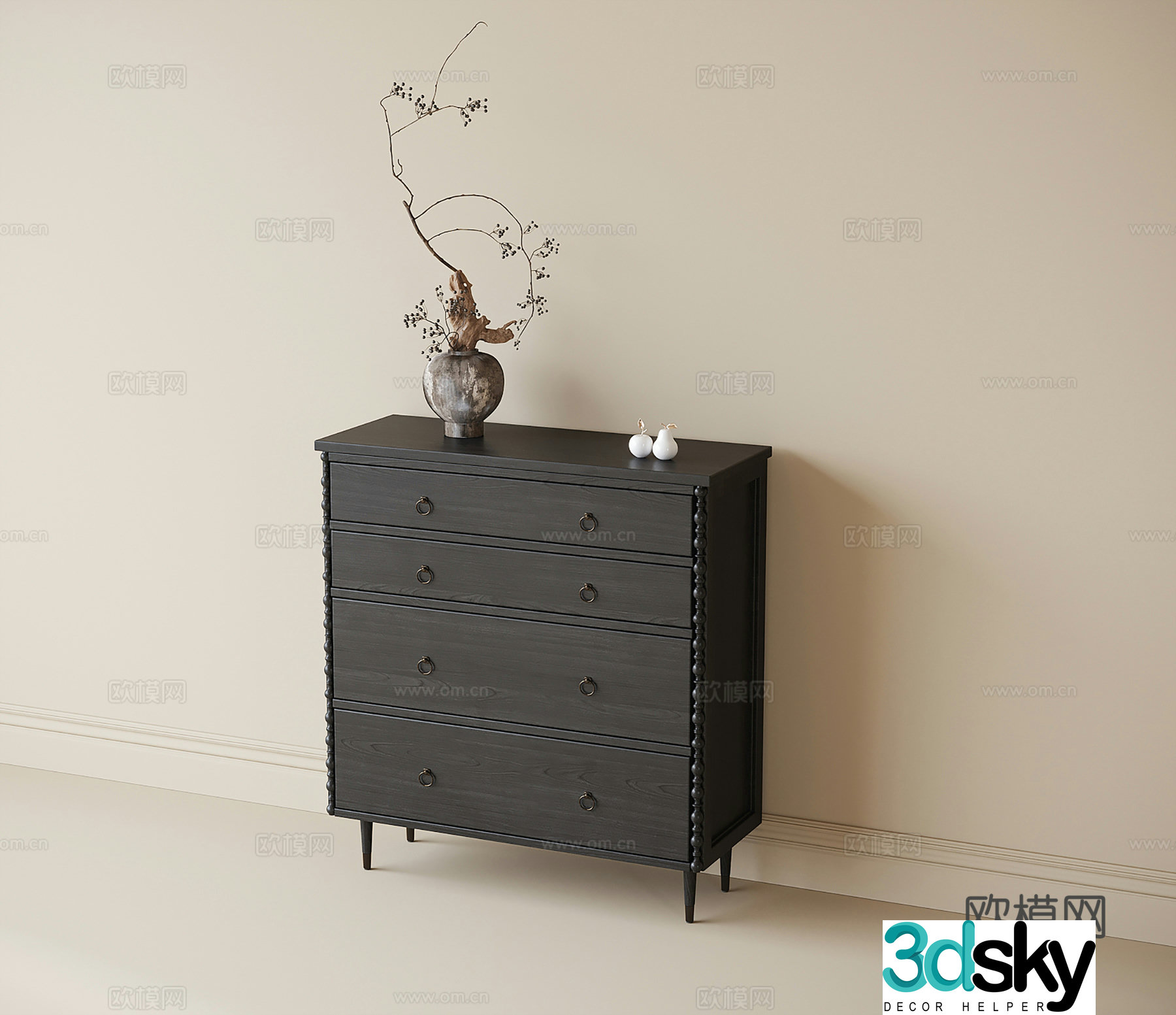 French chest of drawers 3D model
