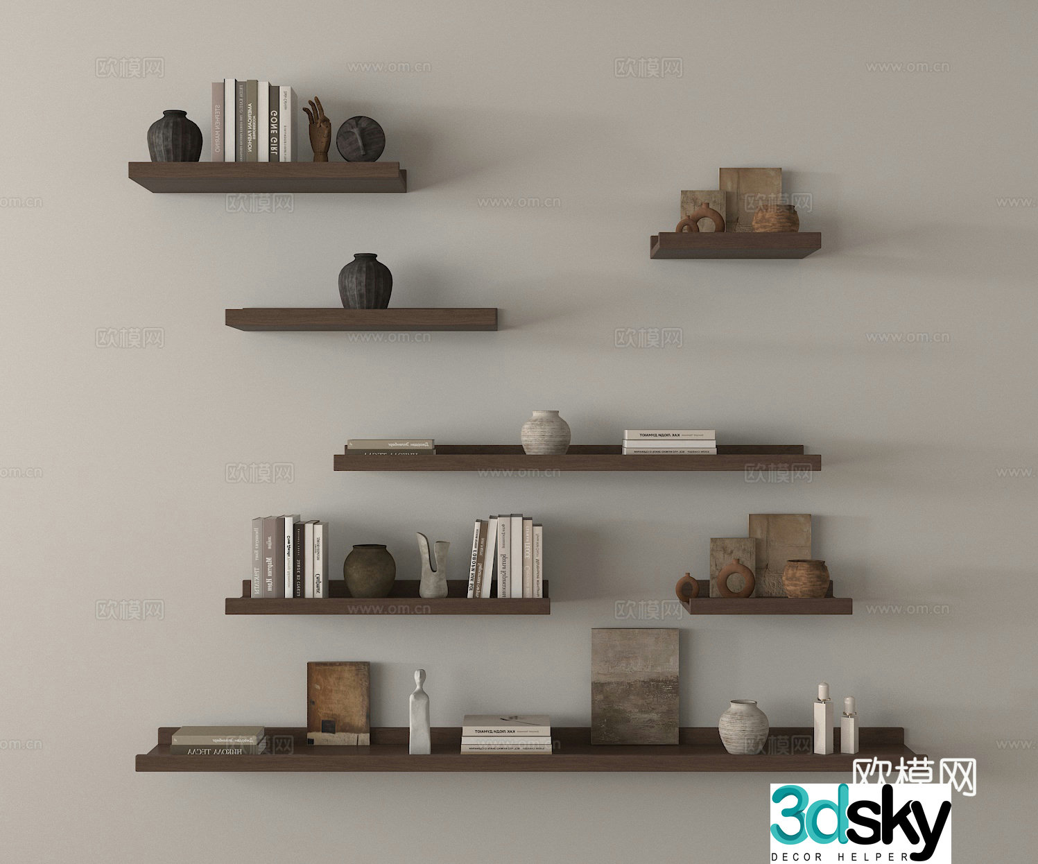 Modern wall cabinet wall hanging shelf bookshelf 3d model