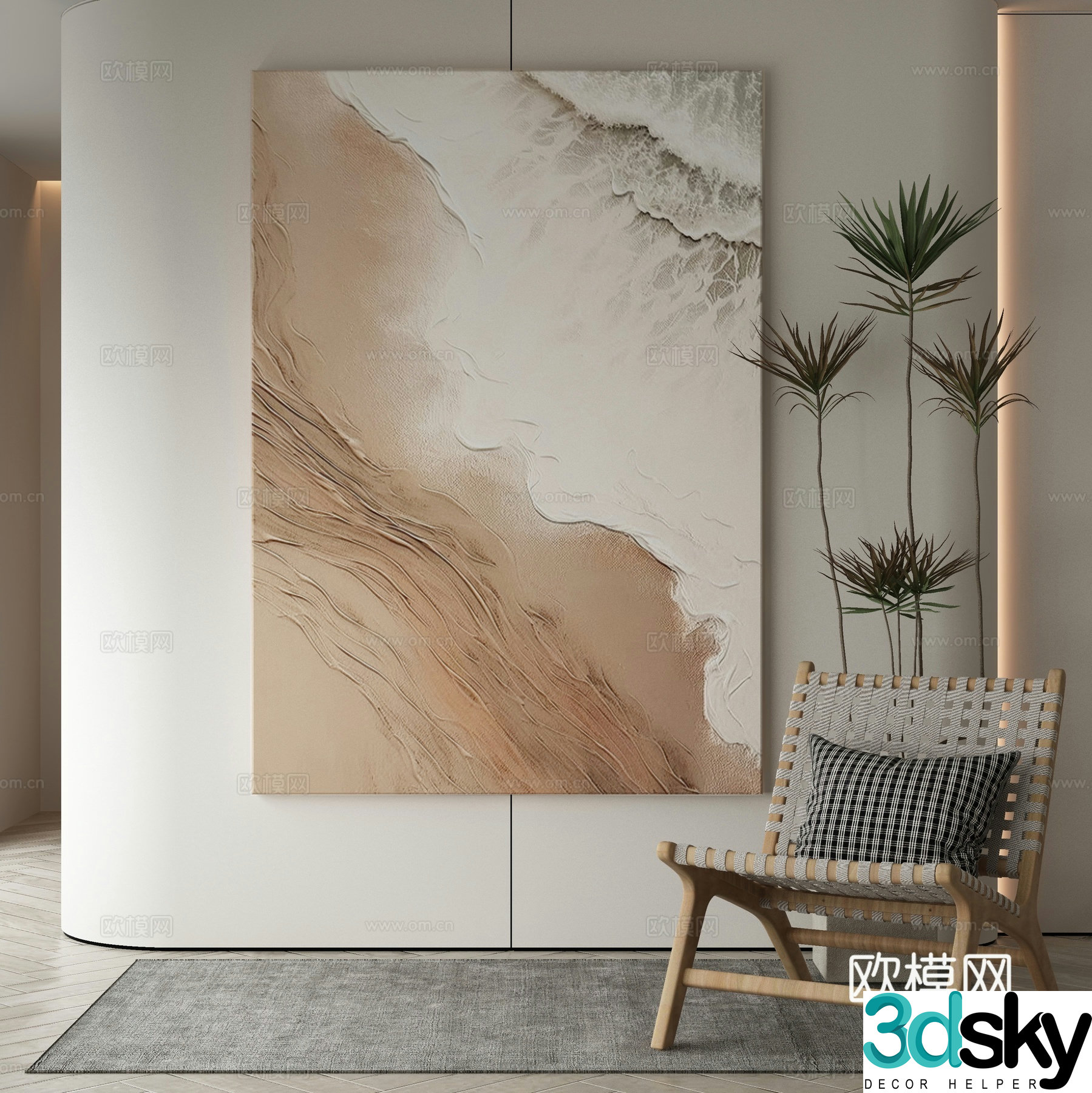 Wabi-sabi painting texture painting decorative painting 3d model
