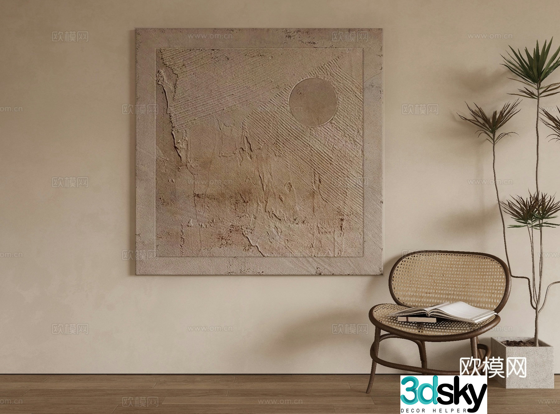 Wabi-sabi painting texture painting decorative painting hanging painting 3D model