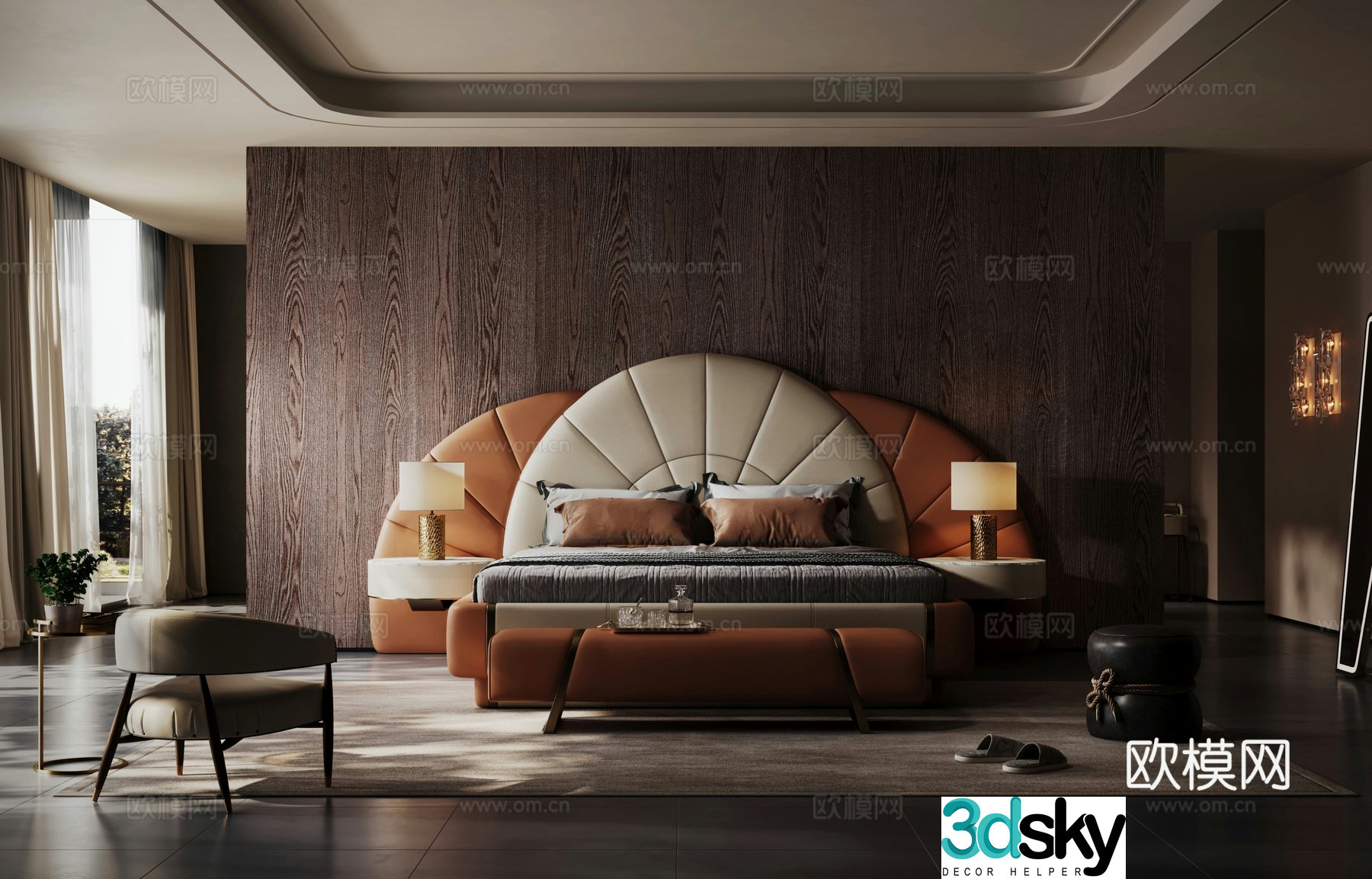 Modern double bed internet celebrity bed soft bed 3d model
