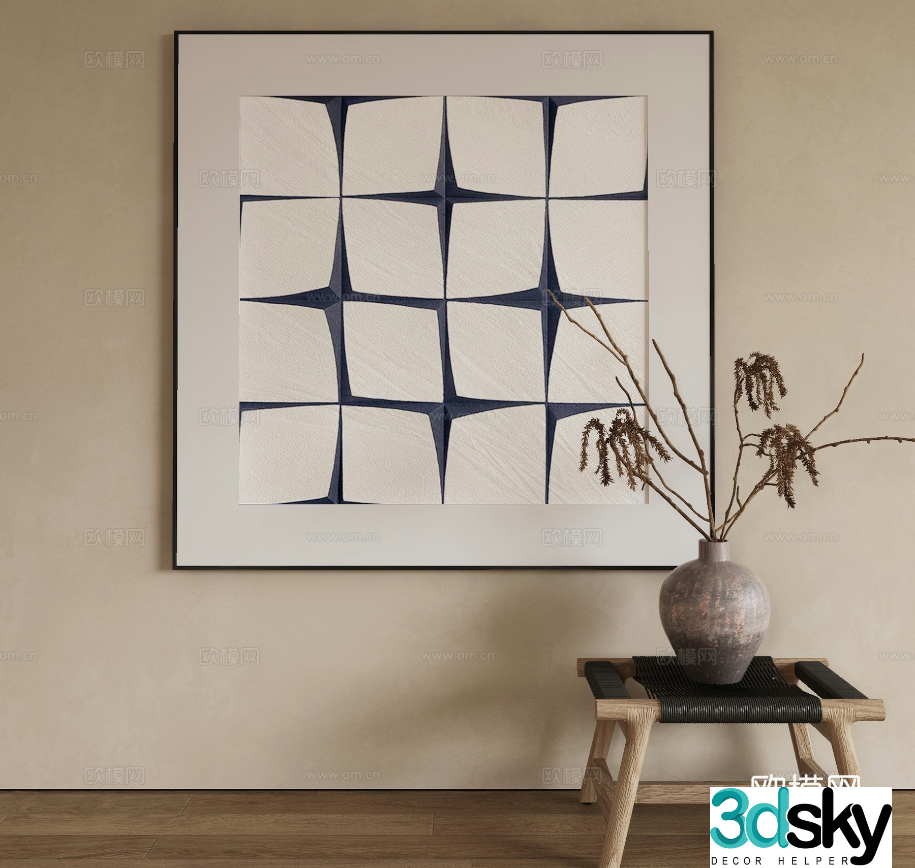 Modern decorative painting abstract painting simple painting 3d model