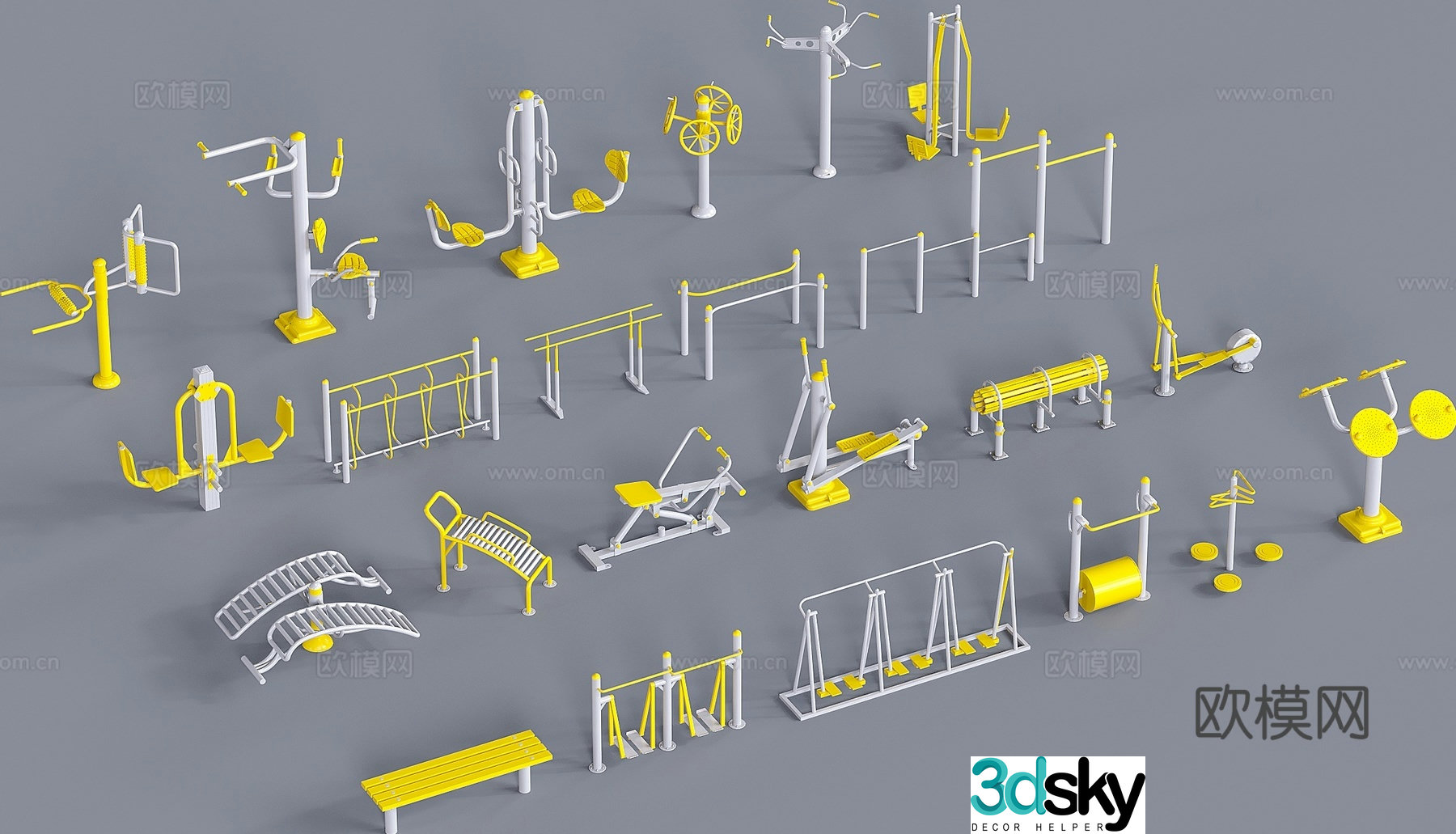 Modern outdoor fitness equipment sports equipment sports equipment park fitness equipment 3d model