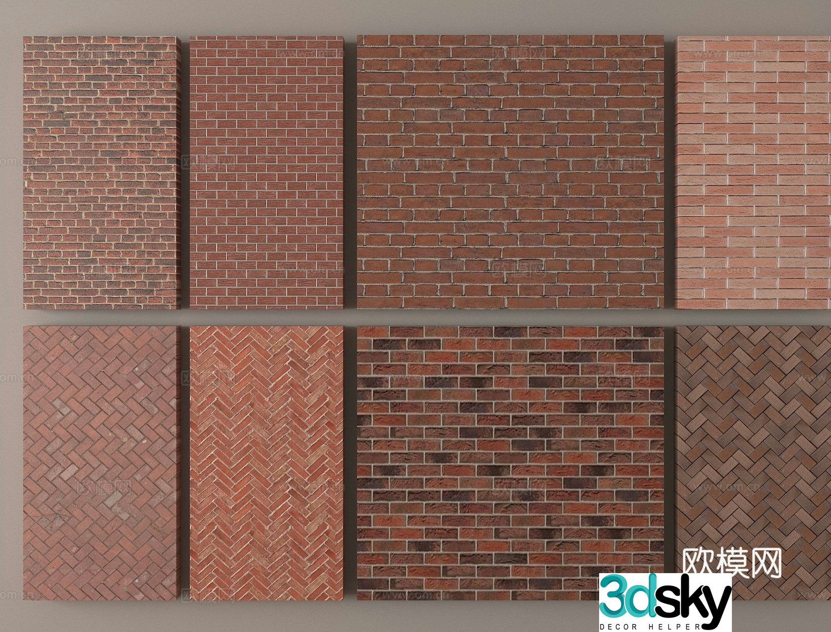 red brick wall brick wall wall tiles 3d model