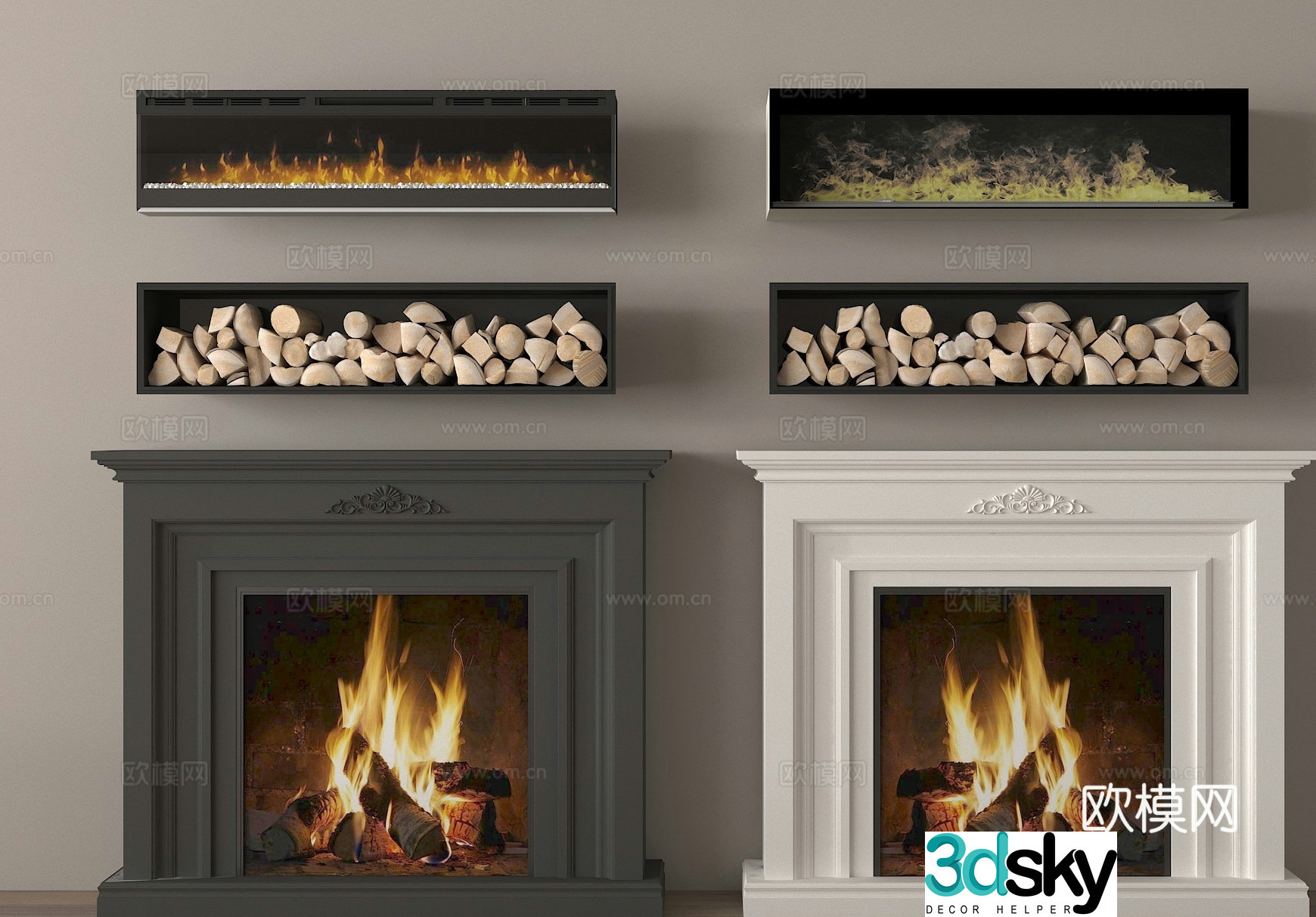 European style fireplace decorative fireplace stove 3d model