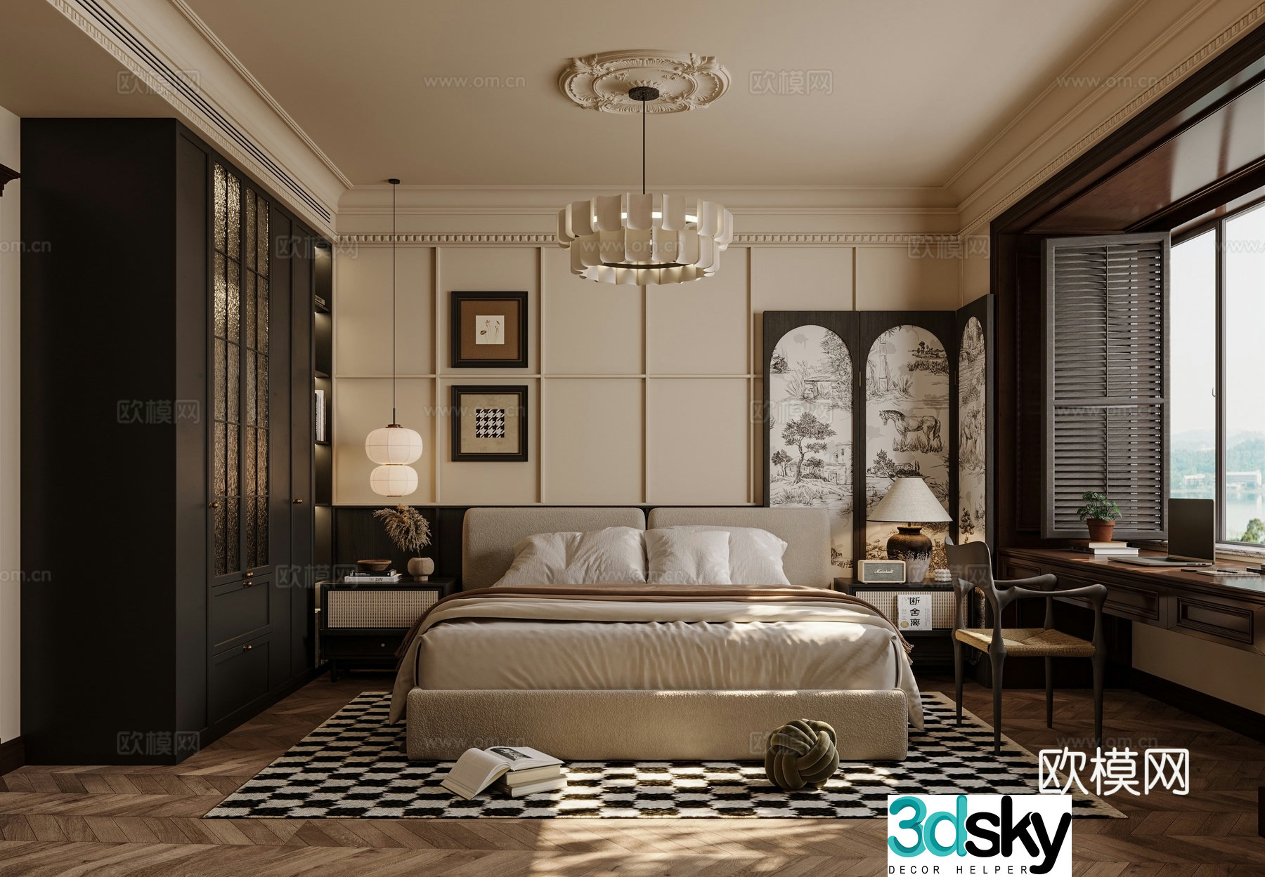 Medieval style bedroom master bedroom 3d model