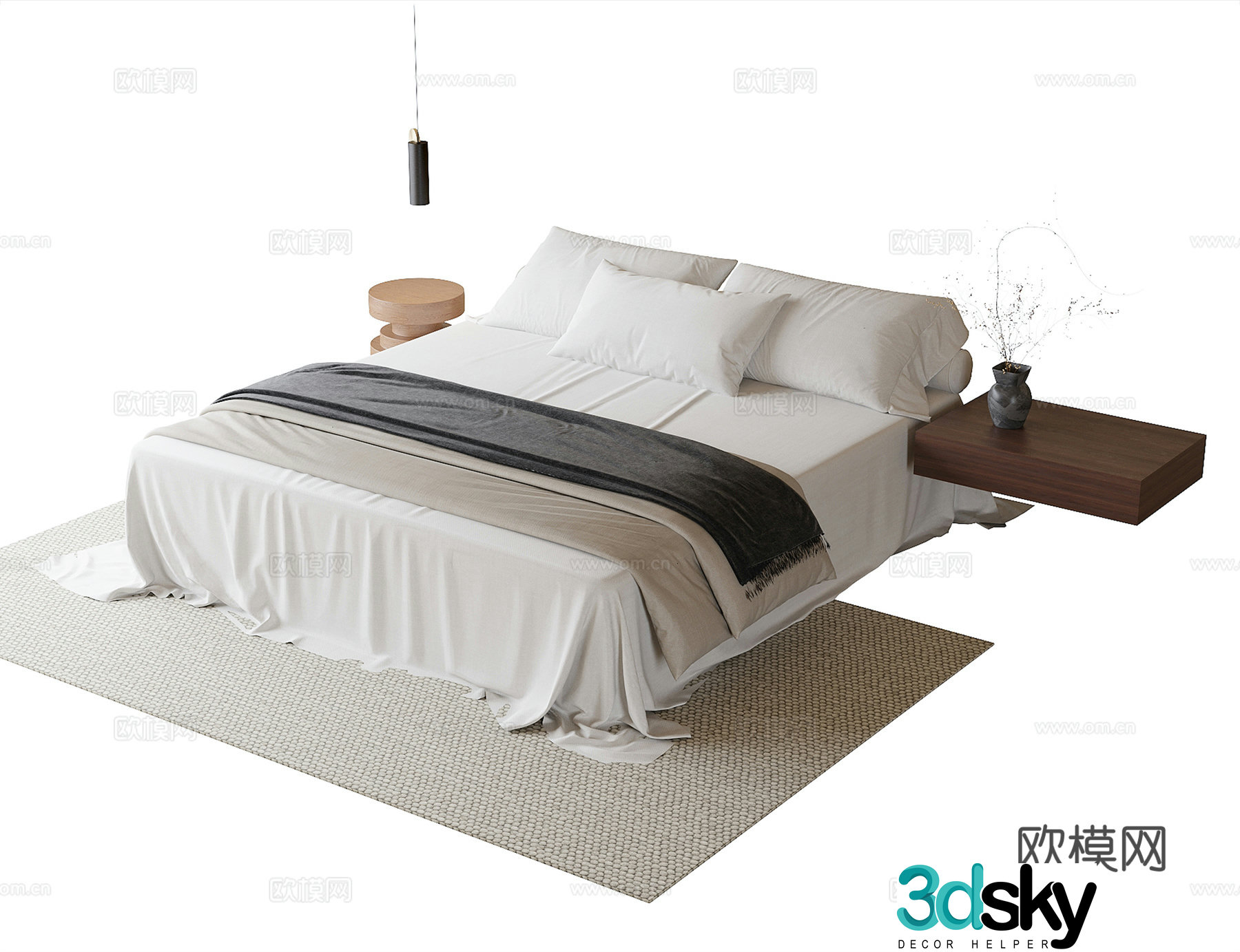 Modern double bed 3d model