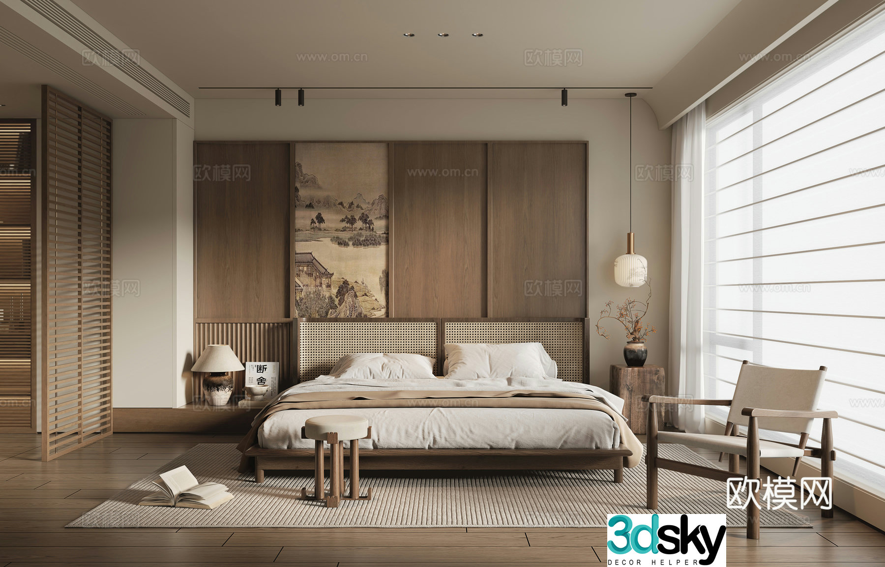 New Chinese style bedroom master bedroom 3d model