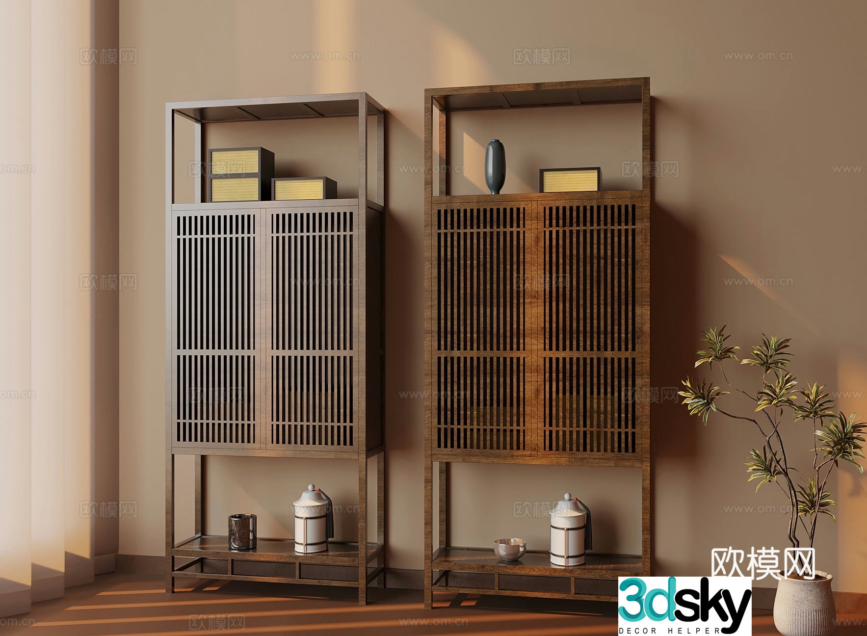 New Chinese style tea cabinet finished cabinet 3d model