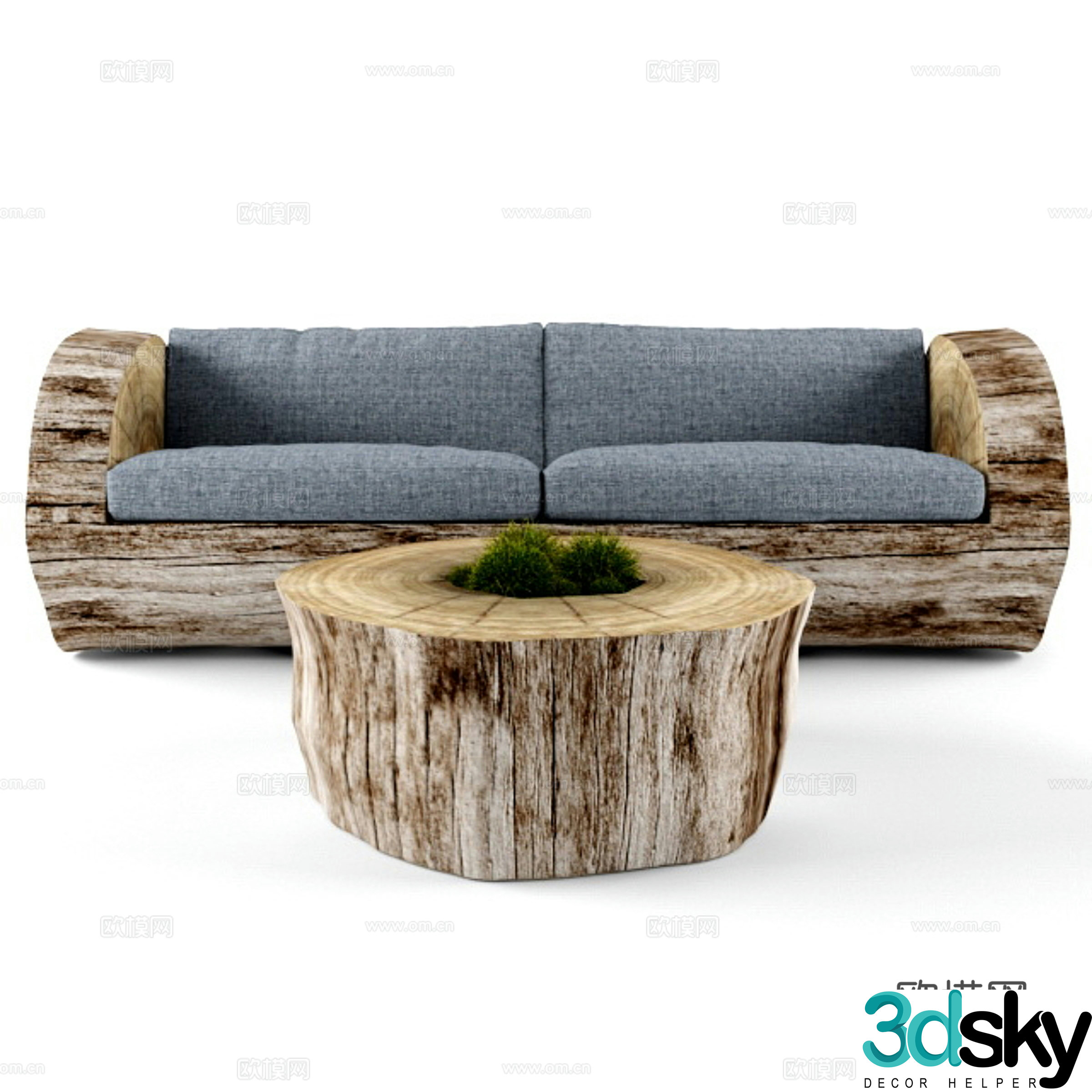 Tree Stump Sofa Double Sofa 3d model