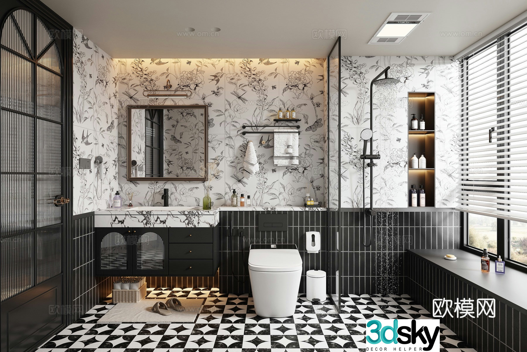 French retro bathroom bathroom 3d model