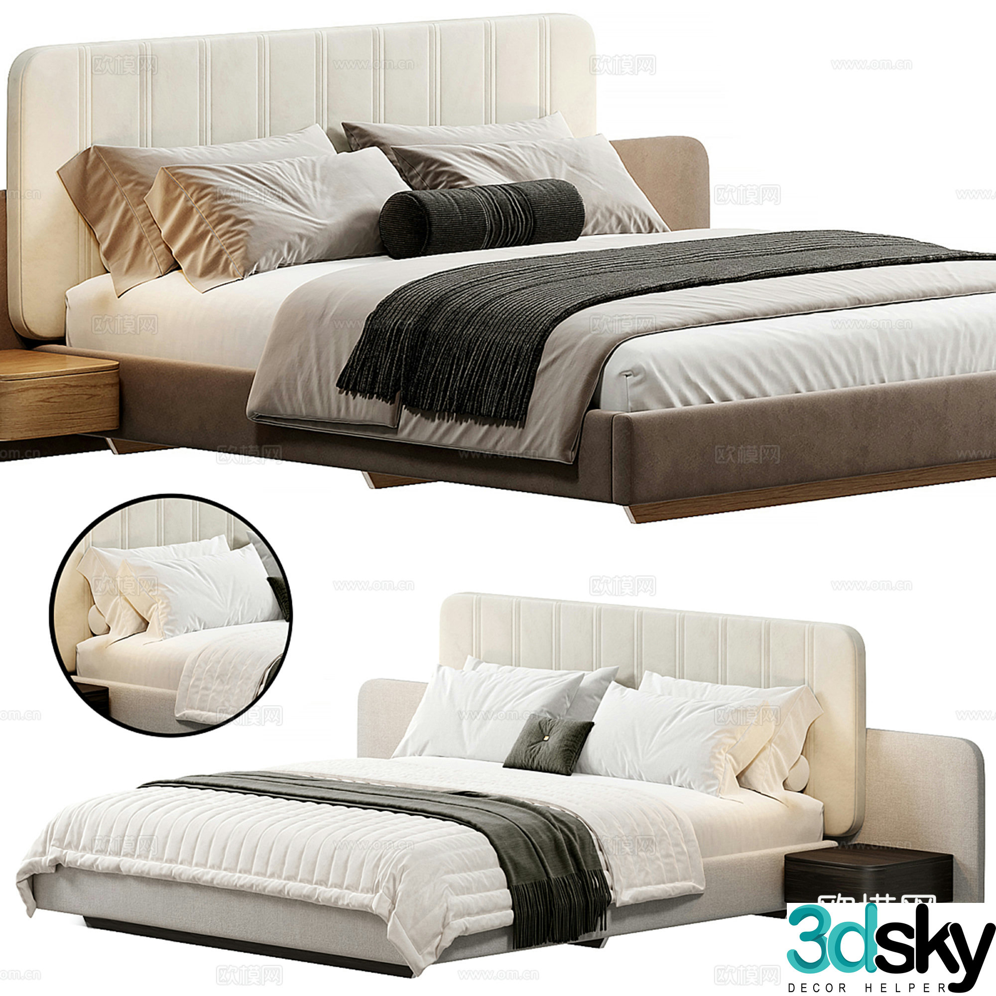 Modern double bed 3d model