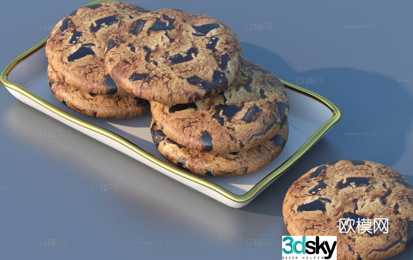 bread dessert cookie flatbread baked cake 3d model