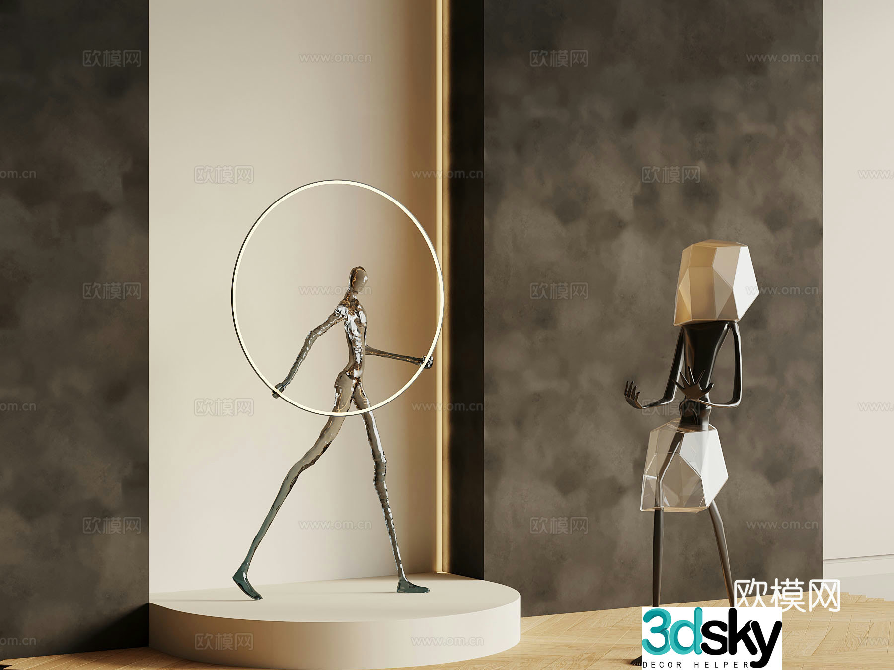 Modern abstract humanoid sculpture 3d model