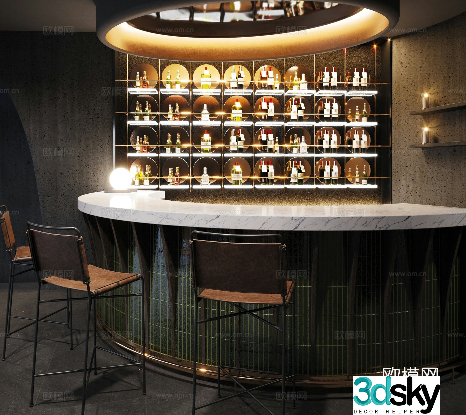 Modern bar bar wine rack 3d model