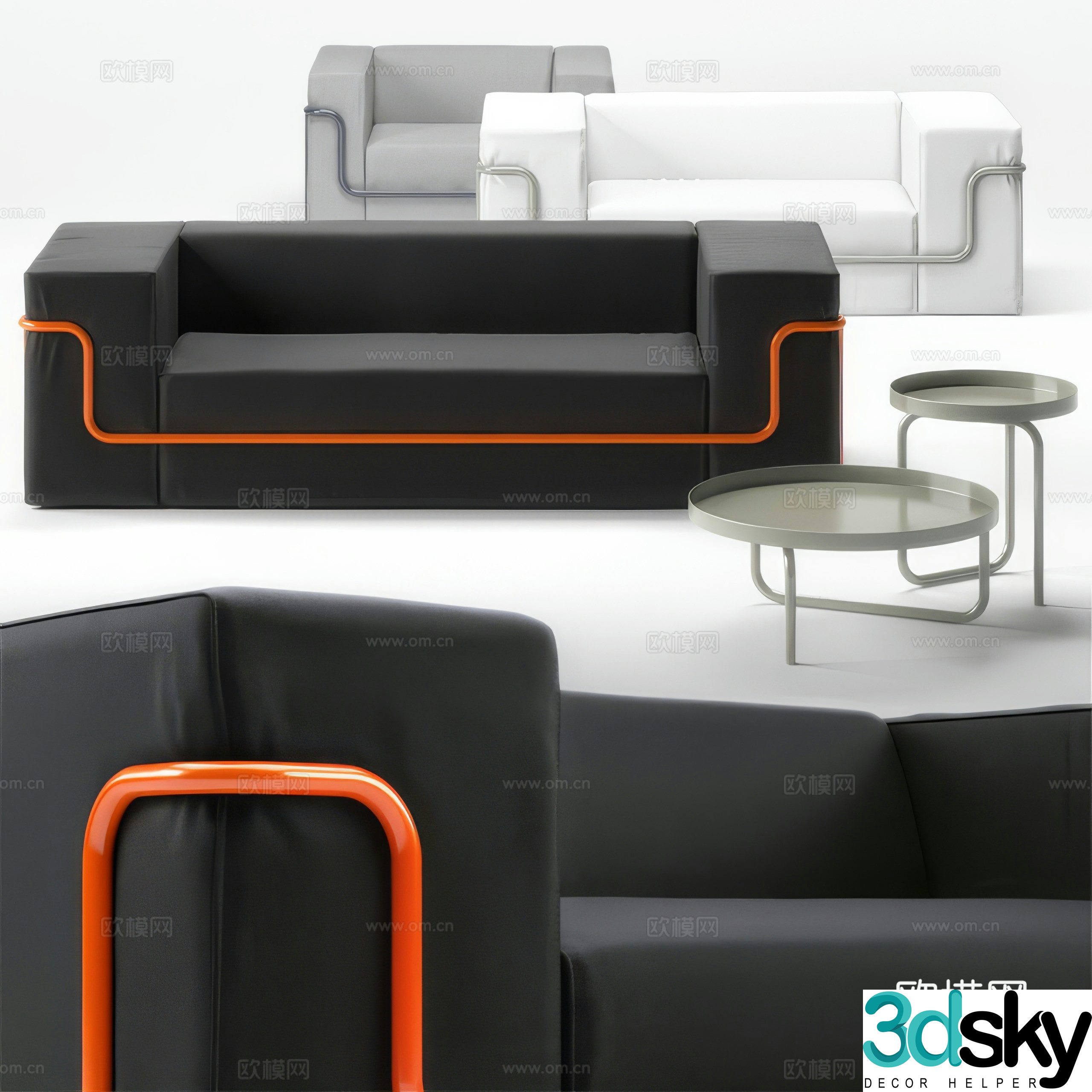 Double sofa module sofa tofu block sofa 3d model
