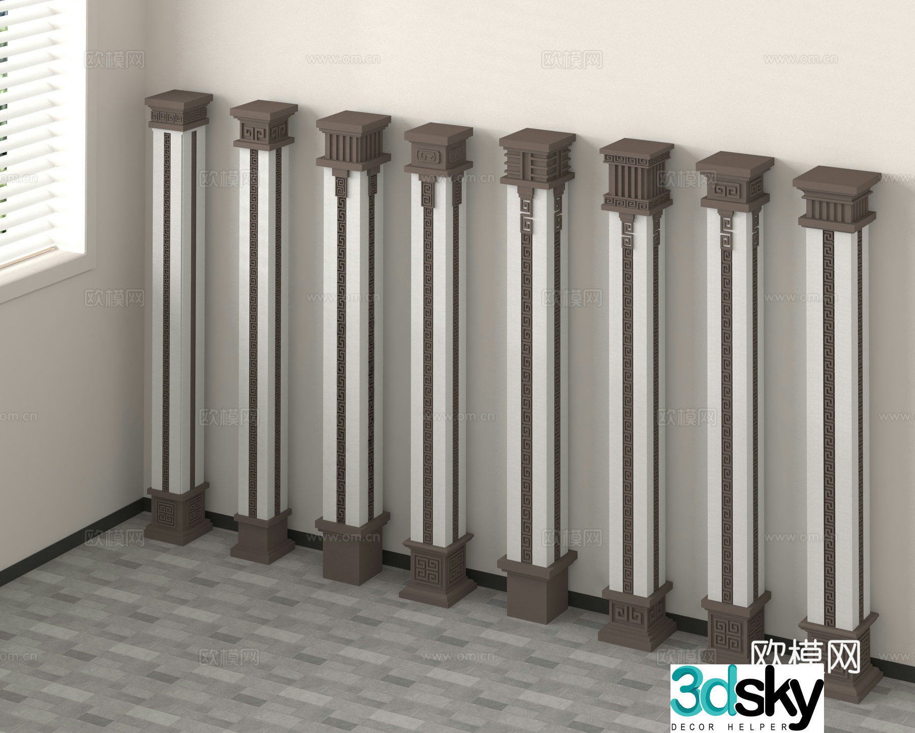 Chinese square column column 3d model