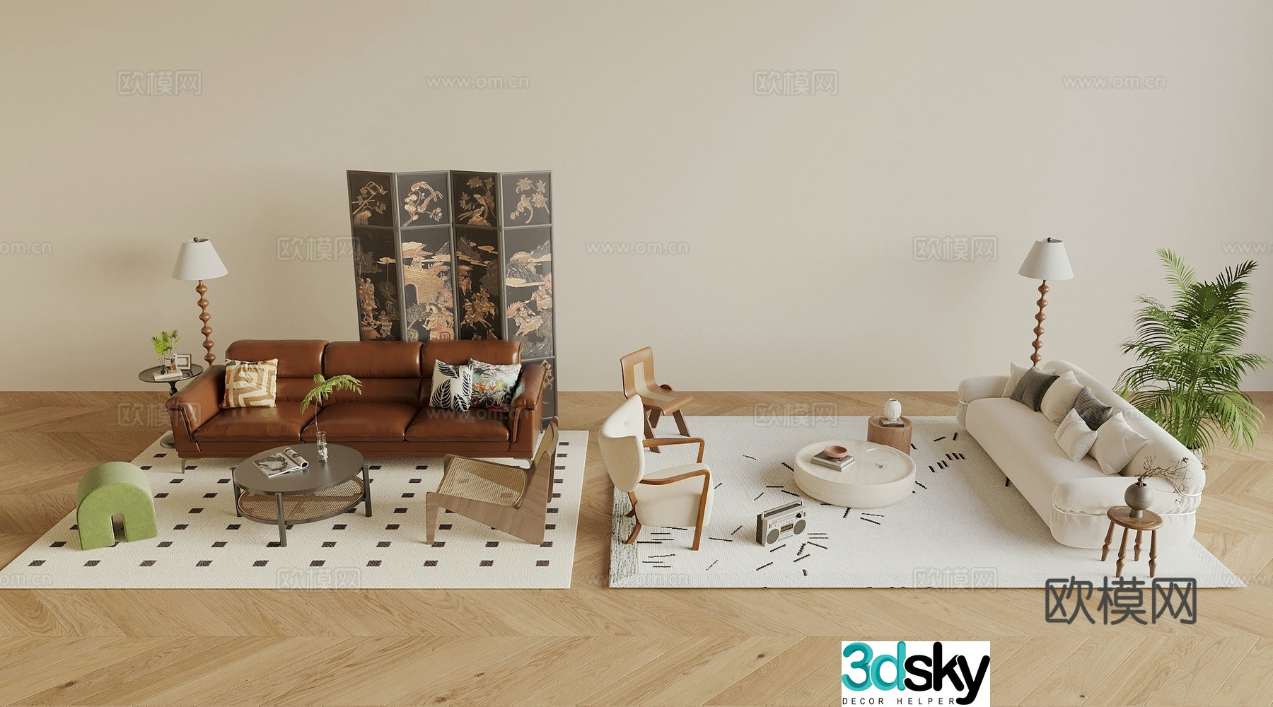 Medieval style modular sofa 3D model