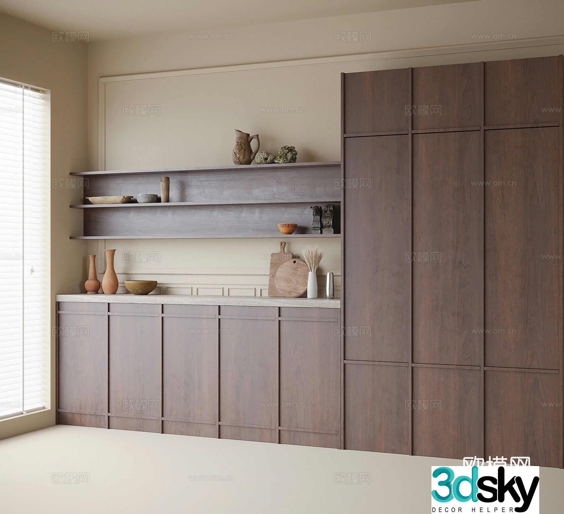 Medieval style sideboard cabinet 3d model
