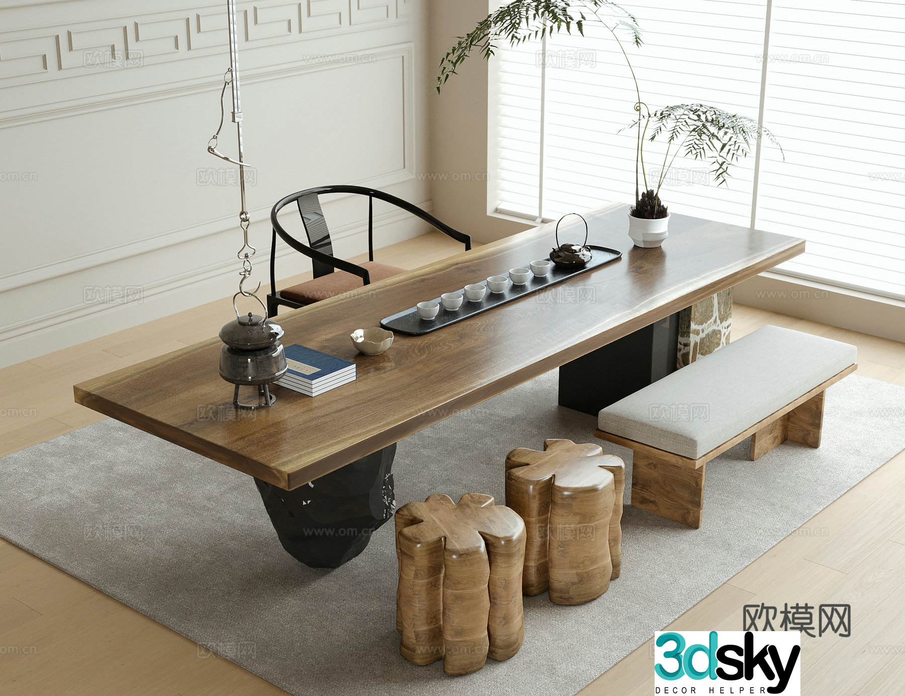 New Chinese style tea table tea table 3d model
