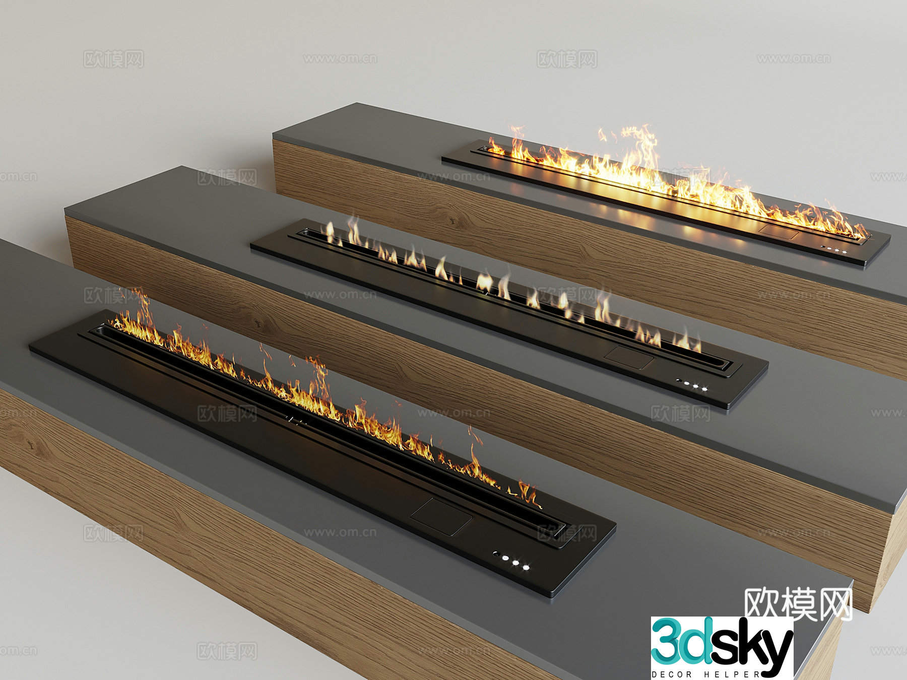 Smart electronic fireplace built-in fireplace 3d model