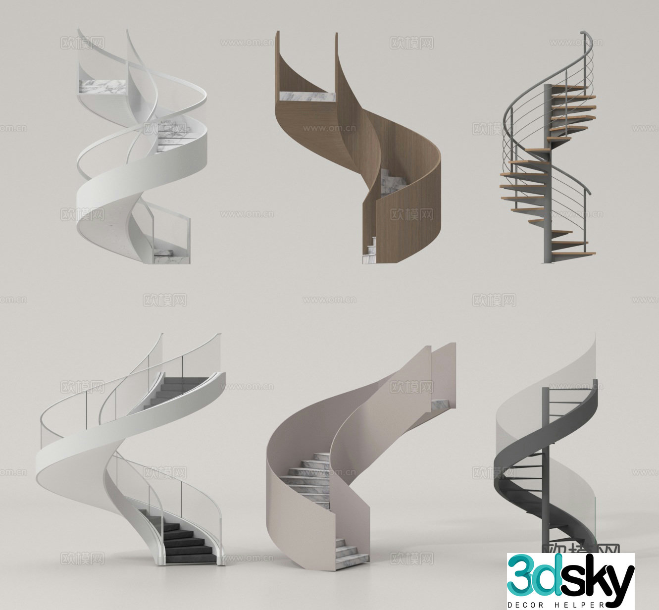 spiral staircase handrail staircase 3d model
