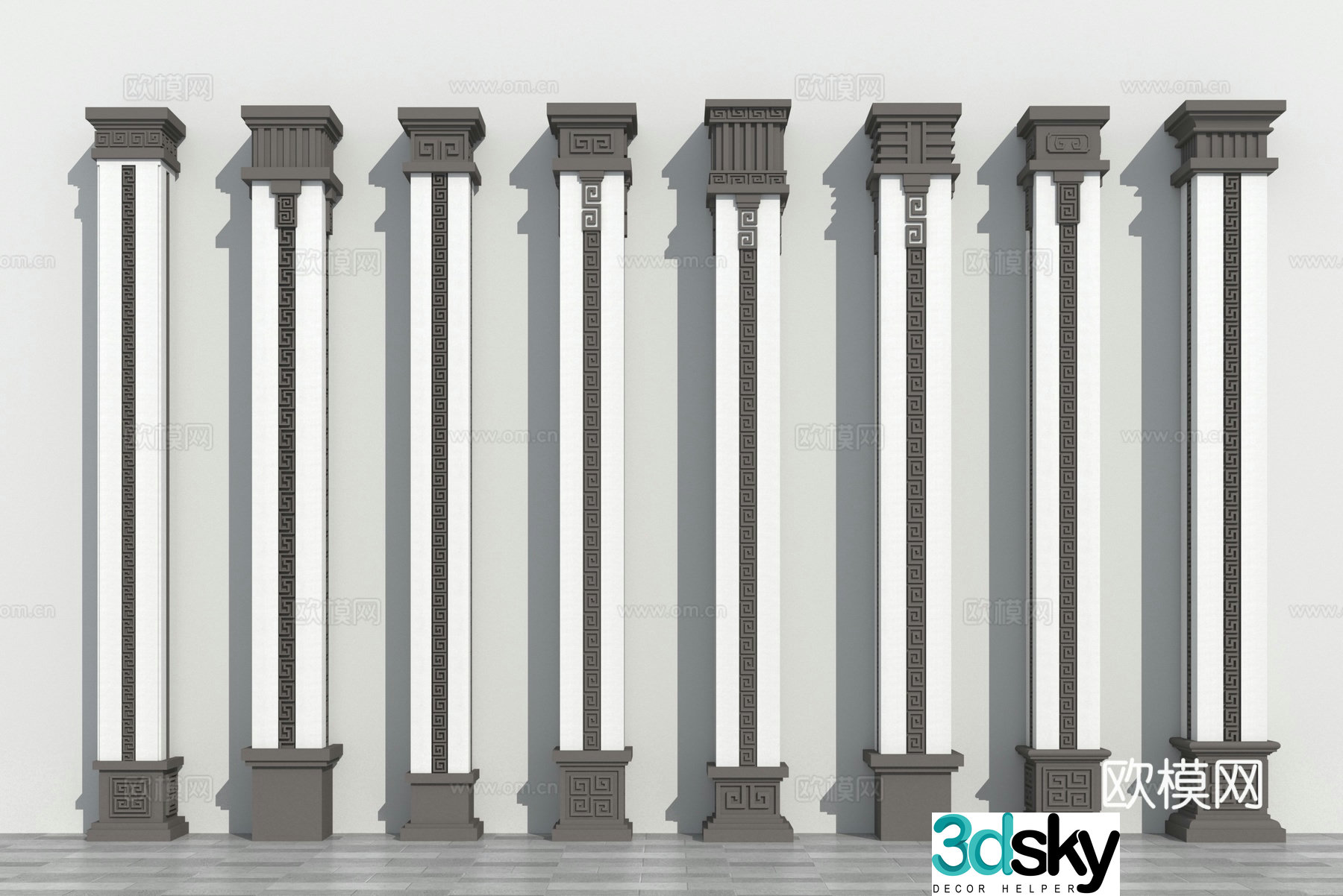 Chinese square column column 3d model