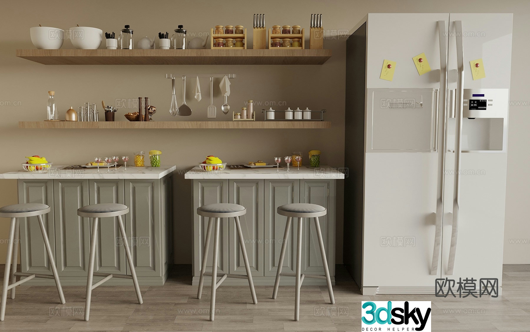 kitchen supplies kitchen utensils condiments 3d model