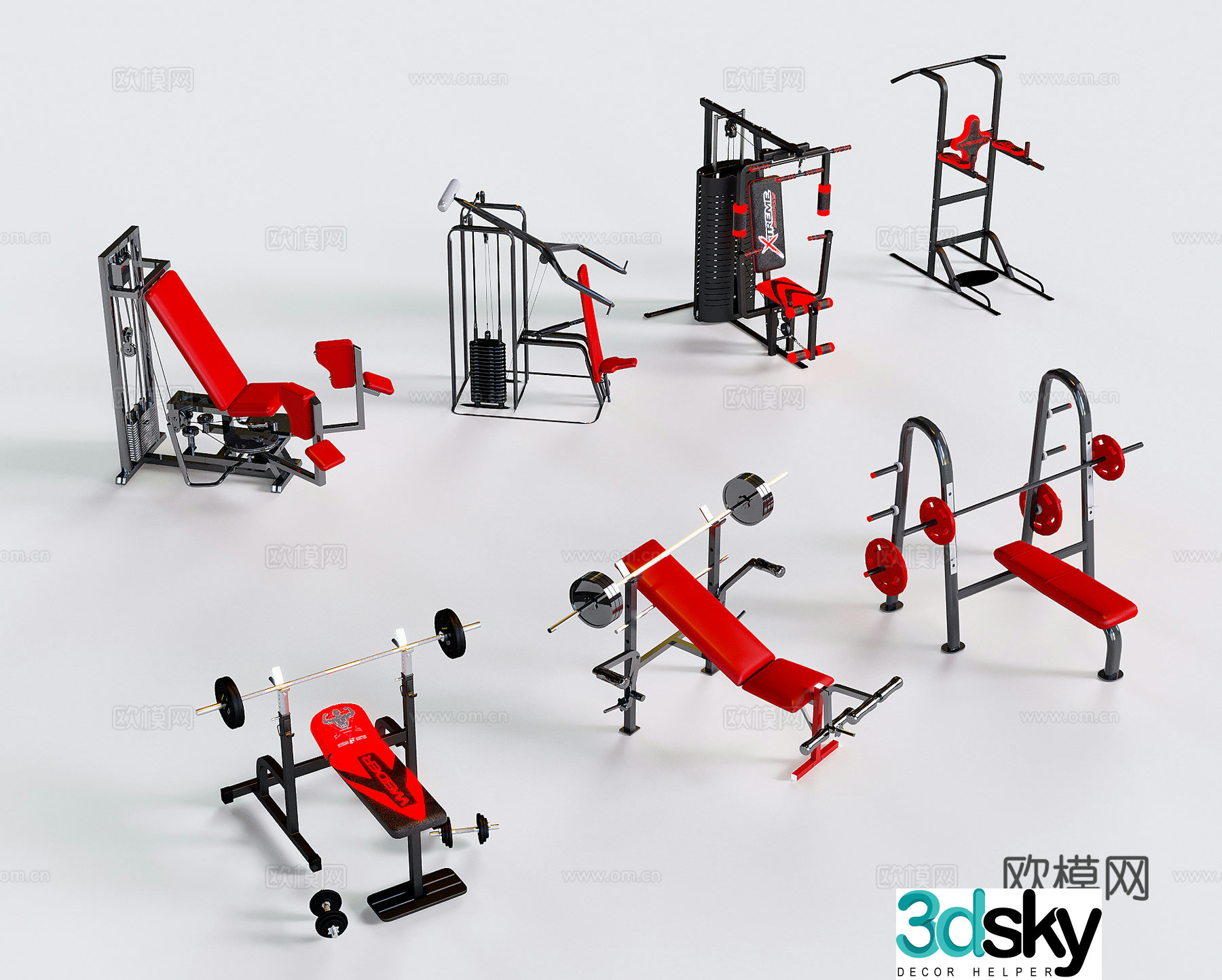 Modern fitness equipment comprehensive trainer exercise equipment 3d model