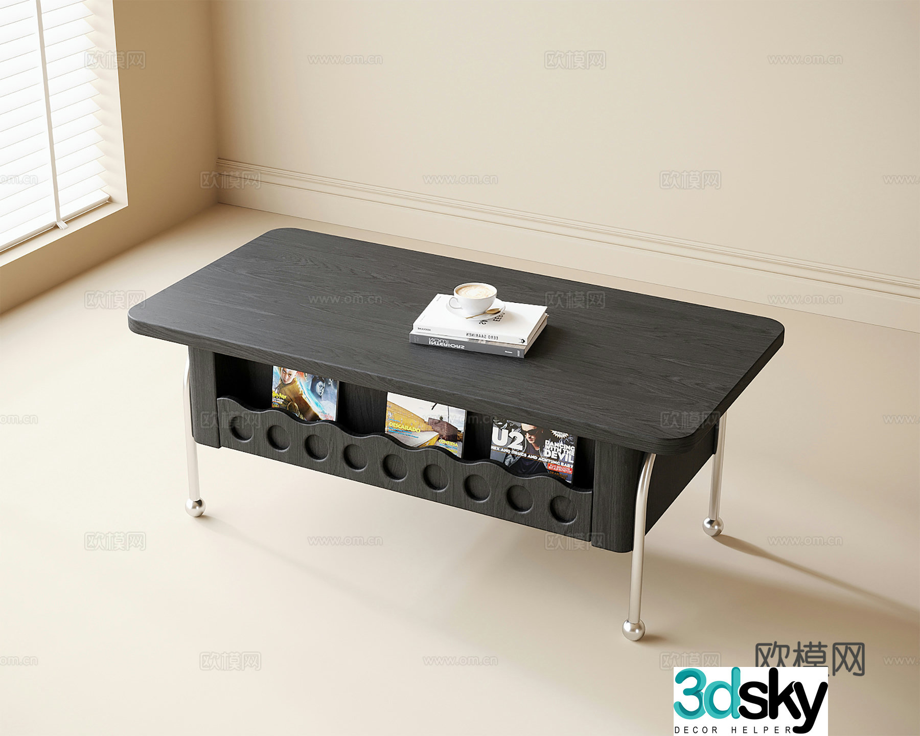 French coffee table solid wood coffee table 3d model