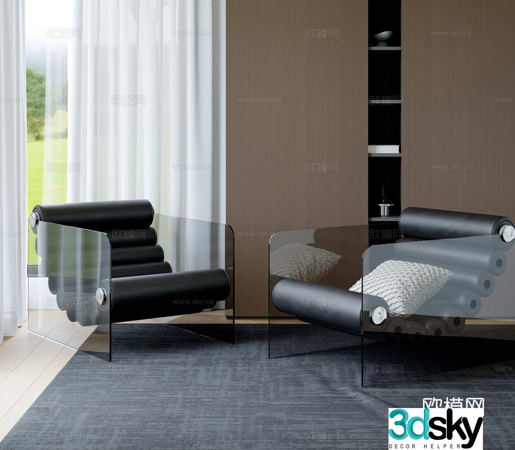 Modern acrylic lounge chair 3d model